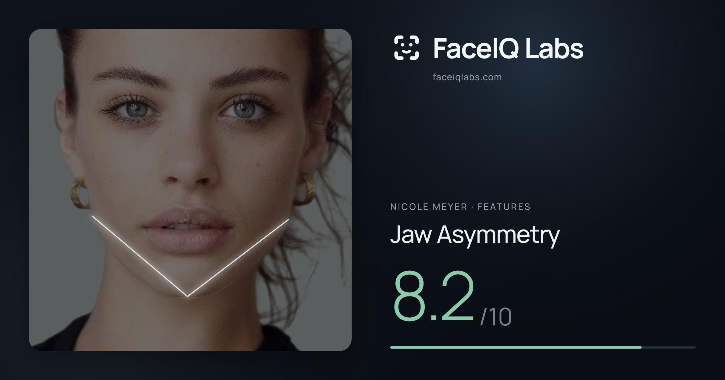 Nicole Meyer Jaw Asymmetry: 8.2/10, drawn on the photo