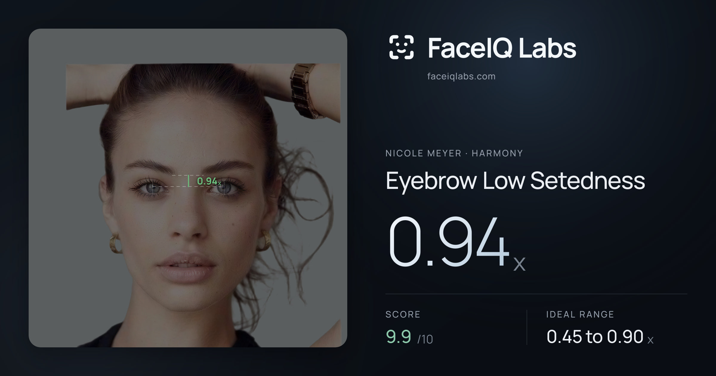 Nicole Meyer Eyebrow Low Setedness: 0.94x, drawn on the photo
