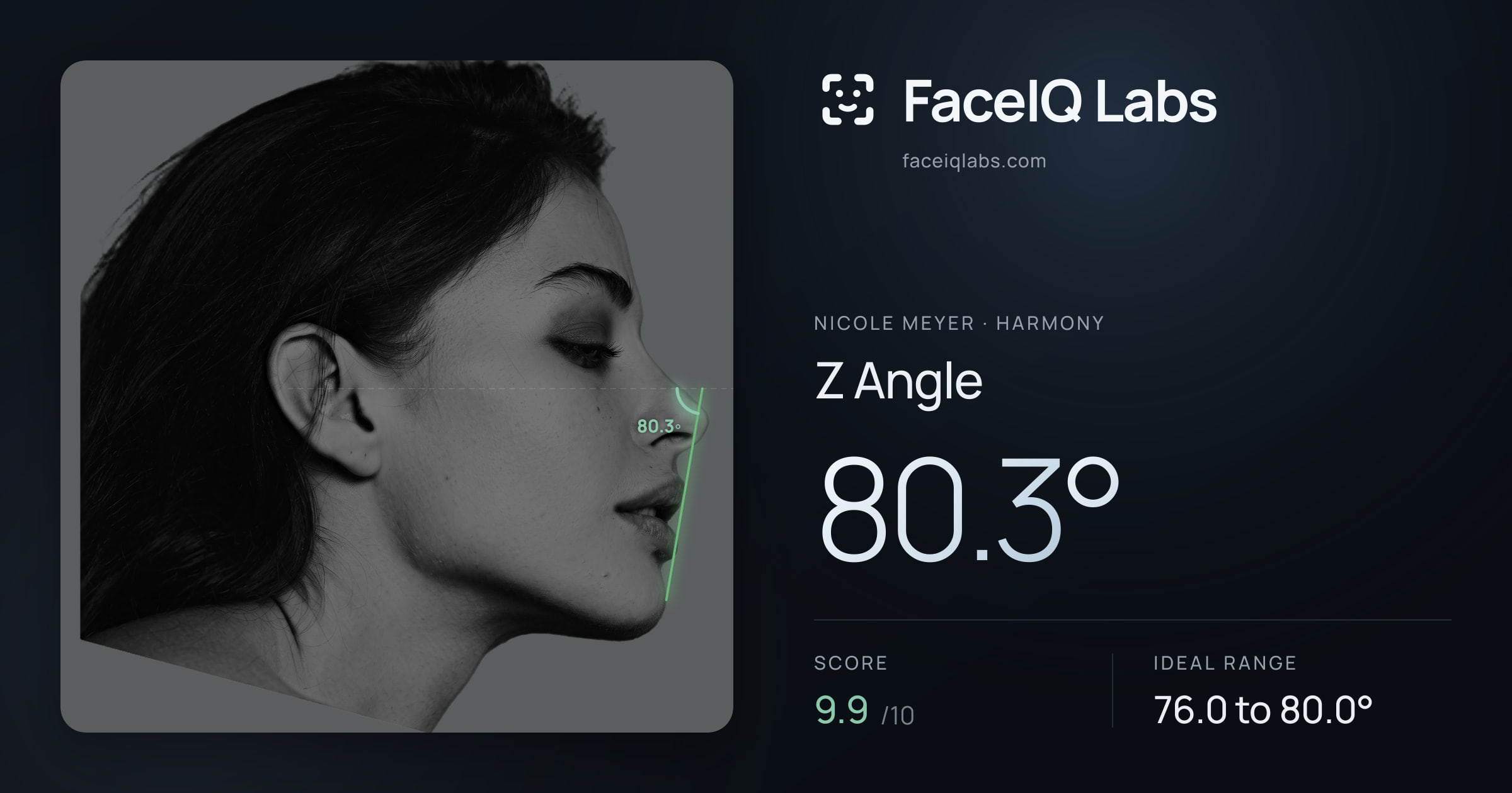 Nicole Meyer Z Angle: 80.3°, drawn on the photo