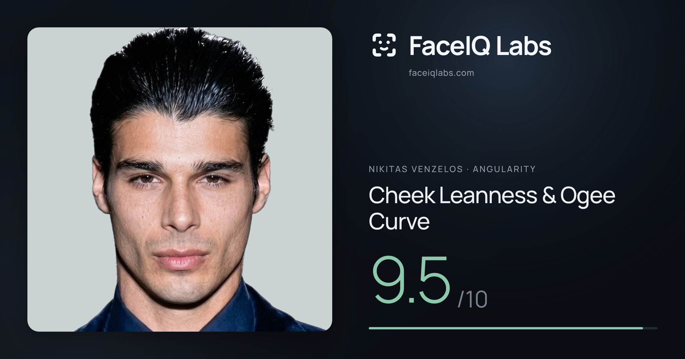 Nikitas Venzelos Cheek Leanness & Ogee Curve: 9.5/10, drawn on the photo