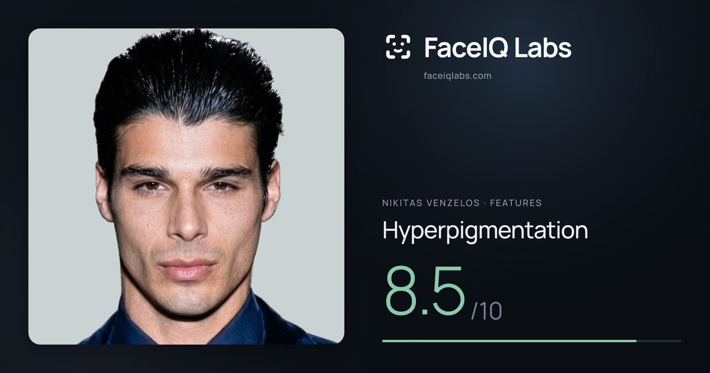 Nikitas Venzelos Hyperpigmentation: 8.5/10, drawn on the photo