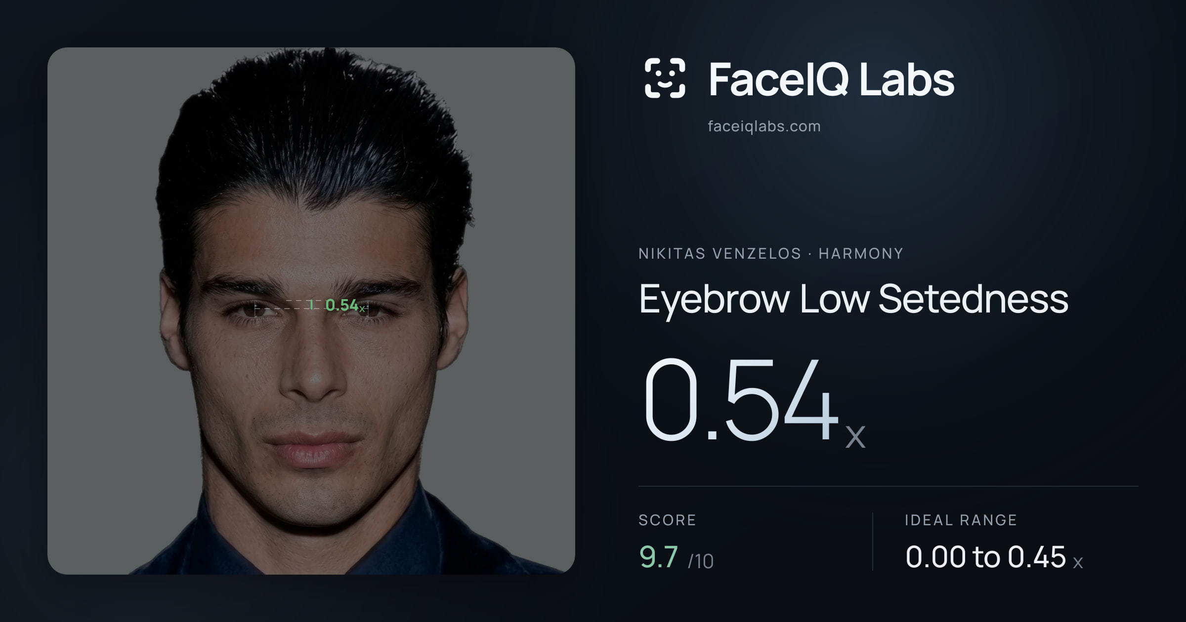 Nikitas Venzelos Eyebrow Low Setedness: 0.54x, drawn on the photo