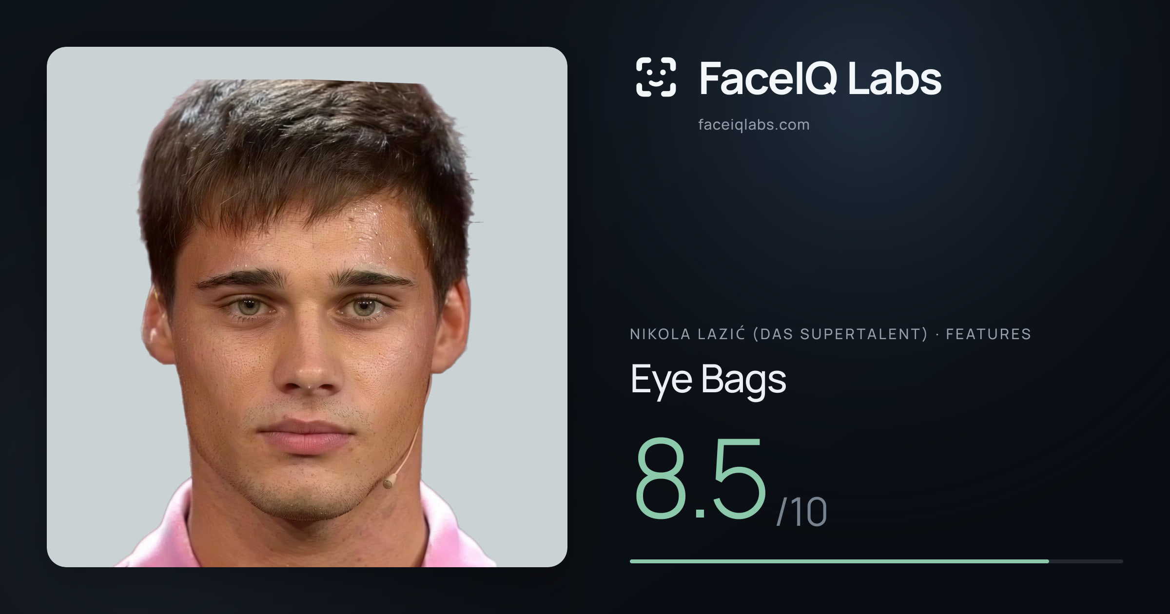 Nikola Lazić (Das Supertalent) Eye Bags: 8.5/10, drawn on the photo