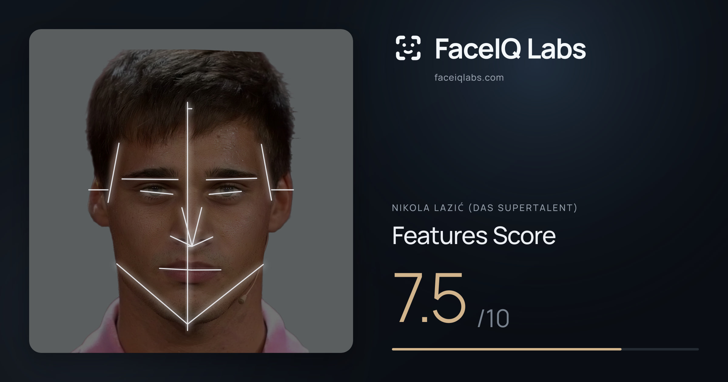 Nikola Lazić (Das Supertalent) Features: 7.5/10, with each assessment drawn on the photo