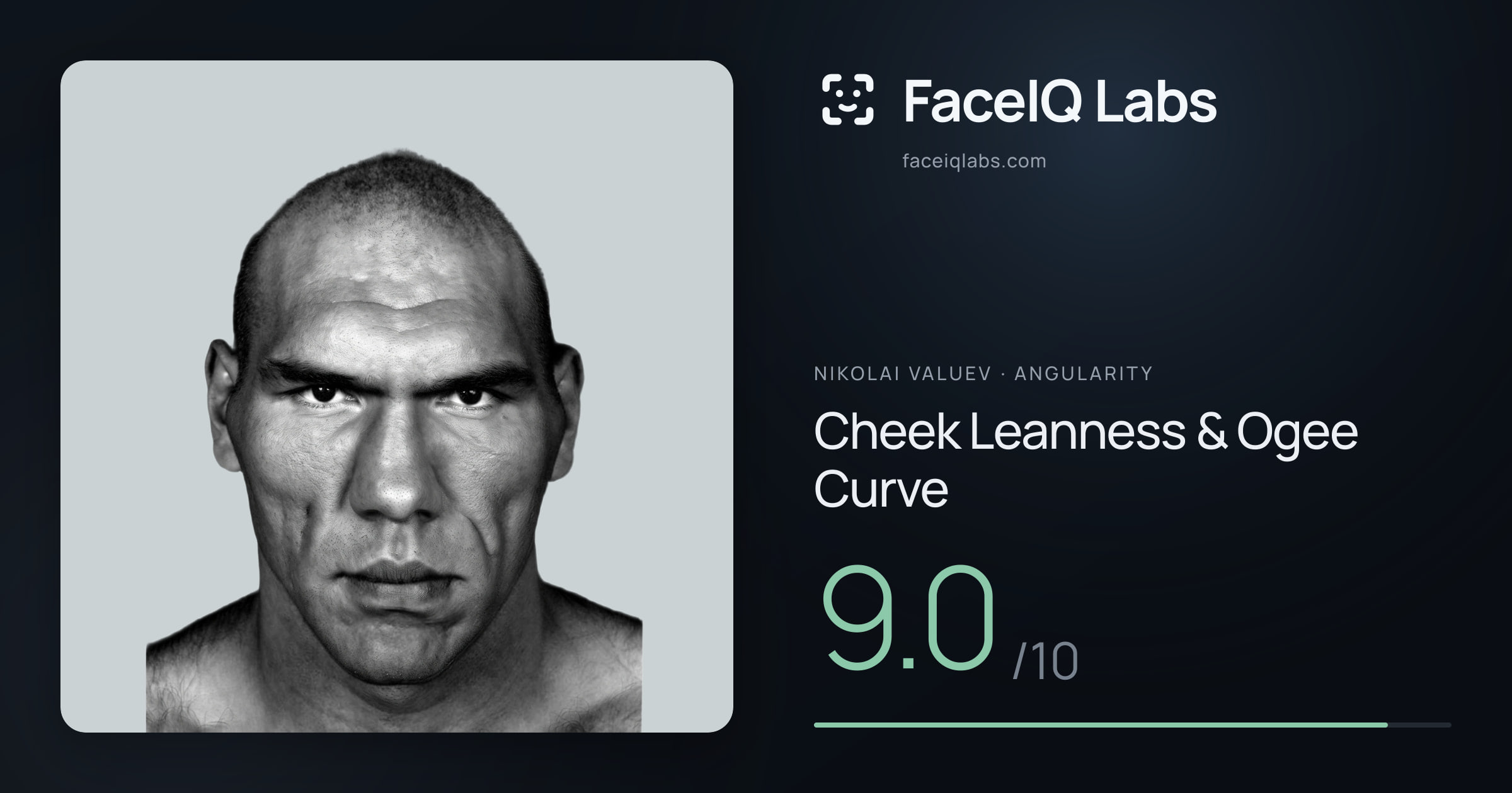 Nikolai Valuev Cheek Leanness & Ogee Curve: 9.0/10, drawn on the photo
