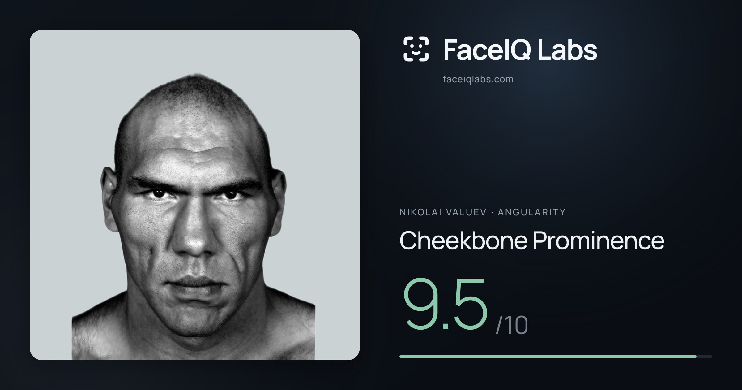 Nikolai Valuev Cheekbone Prominence: 9.5/10, drawn on the photo