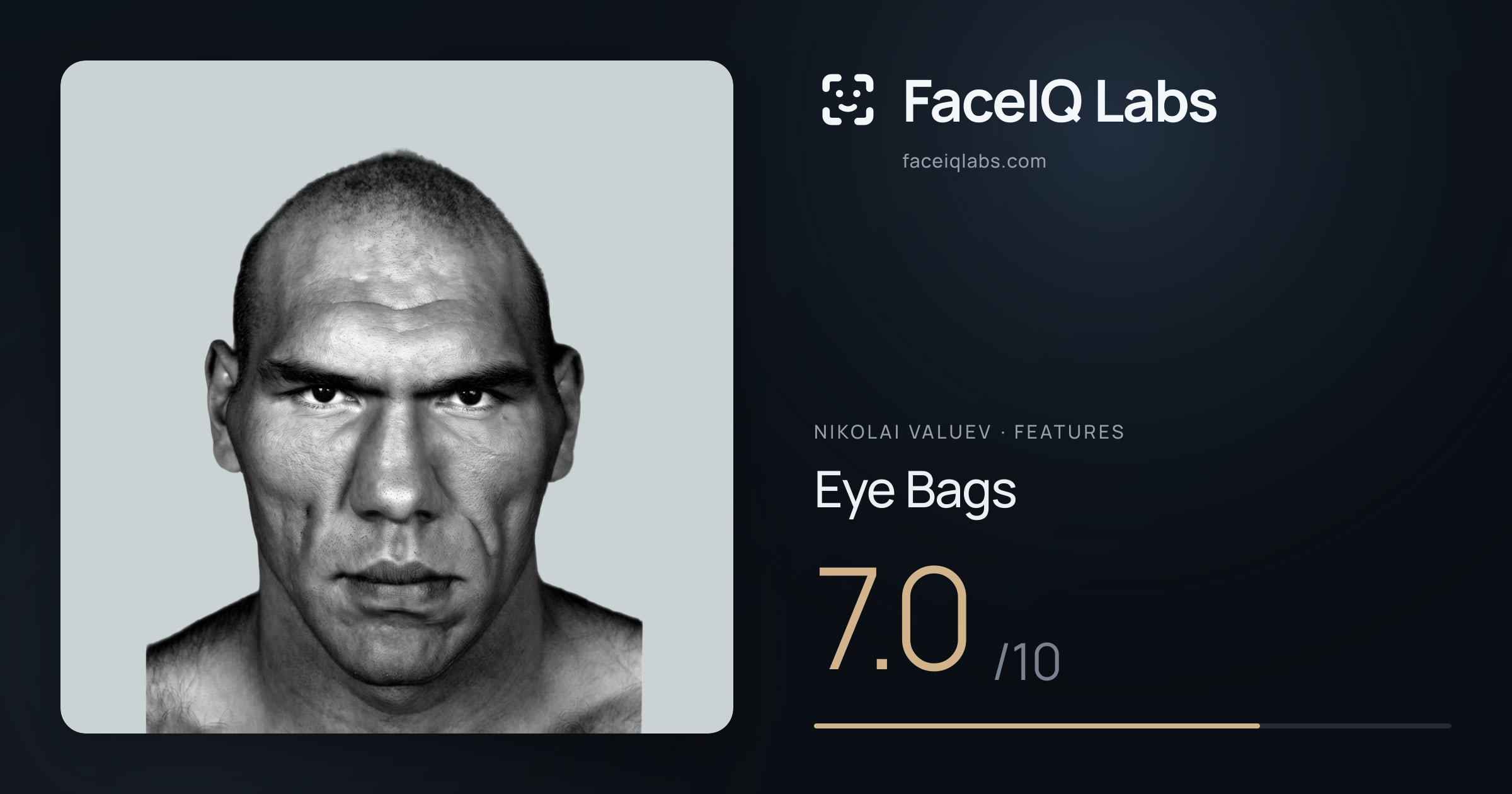 Nikolai Valuev Eye Bags: 7.0/10, drawn on the photo