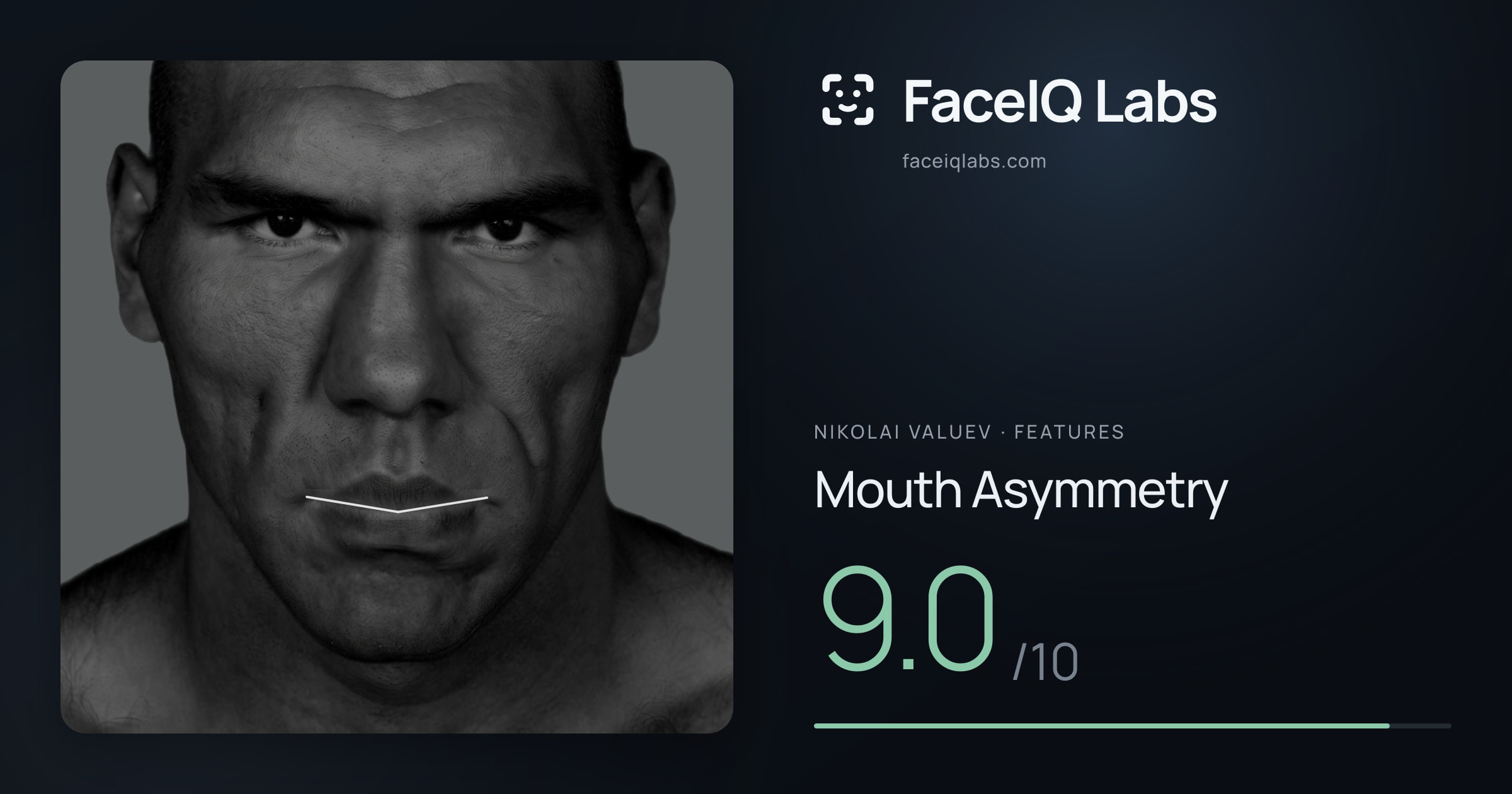 Nikolai Valuev Mouth Asymmetry: 9.0/10, drawn on the photo