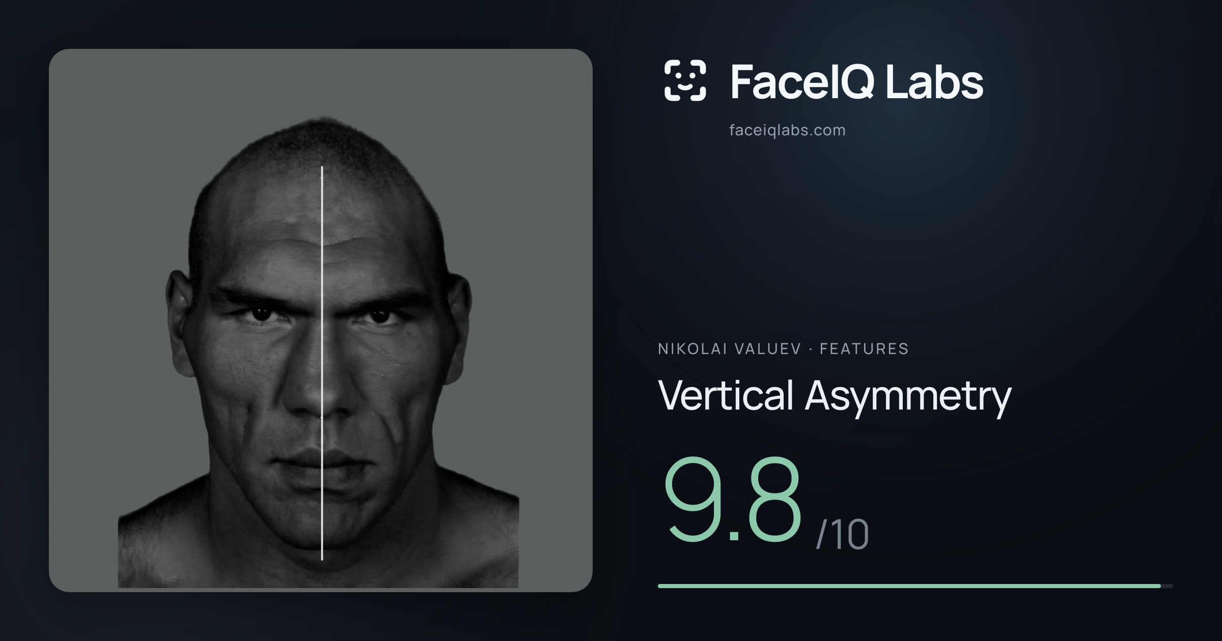 Nikolai Valuev Vertical Asymmetry: 9.8/10, drawn on the photo