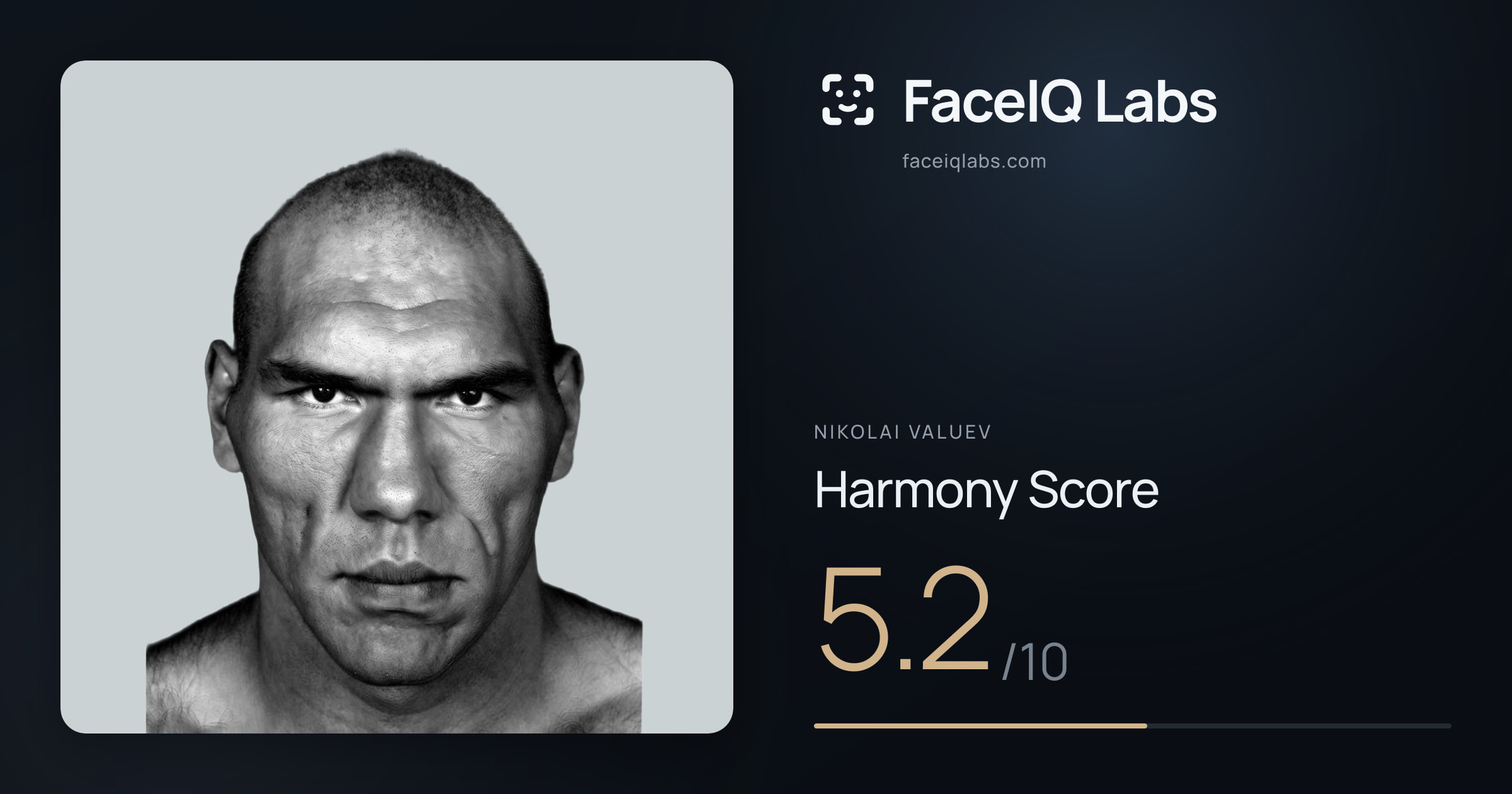 Nikolai Valuev Harmony: 5.2/10, with each ratio's score