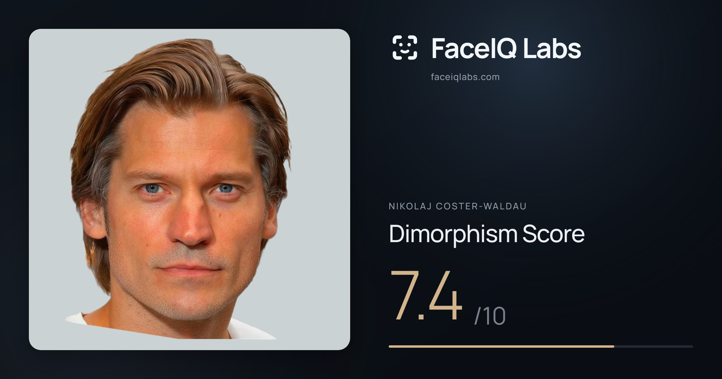 Nikolaj Coster-Waldau Dimorphism: 7.4/10, with each assessment drawn on the photo