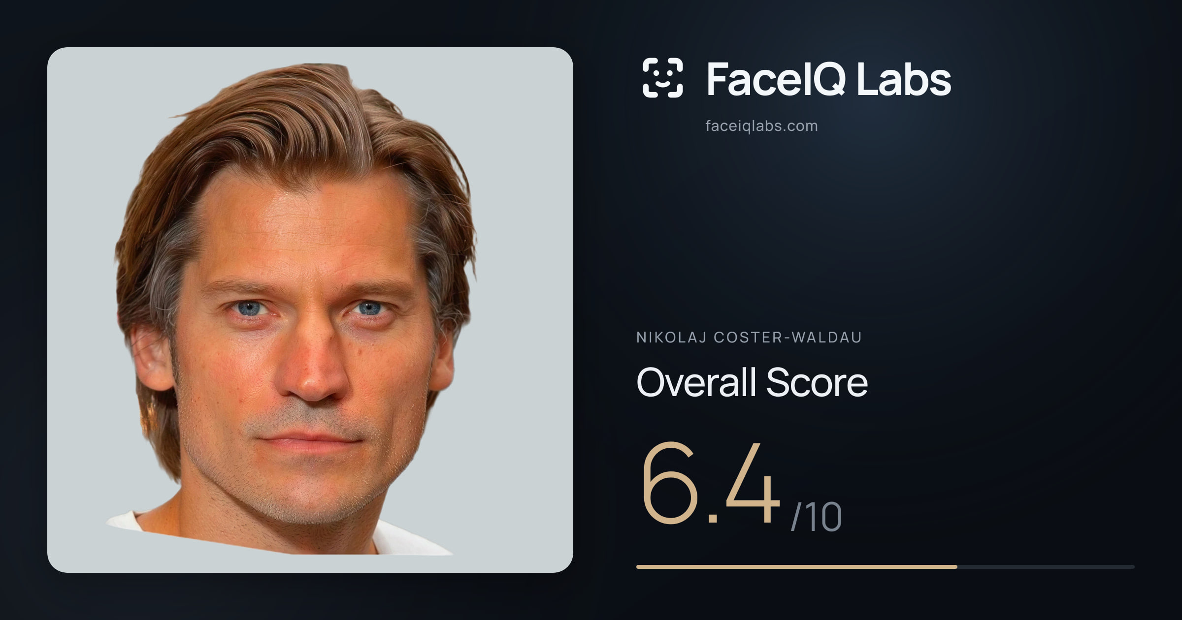 Nikolaj Coster-Waldau face rating: 6.4/10, with each section's score