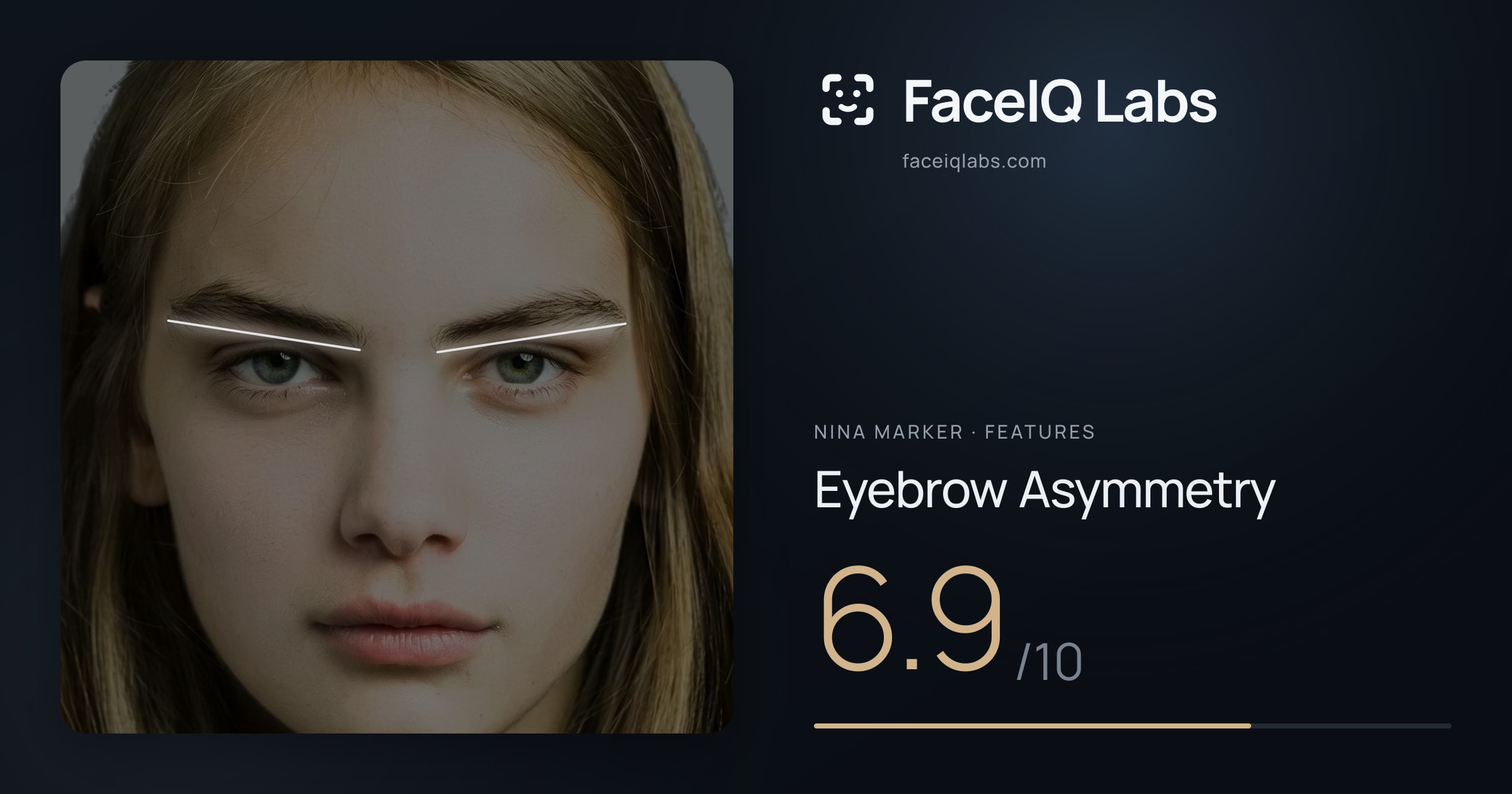 Nina Marker Eyebrow Asymmetry: 6.9/10, drawn on the photo