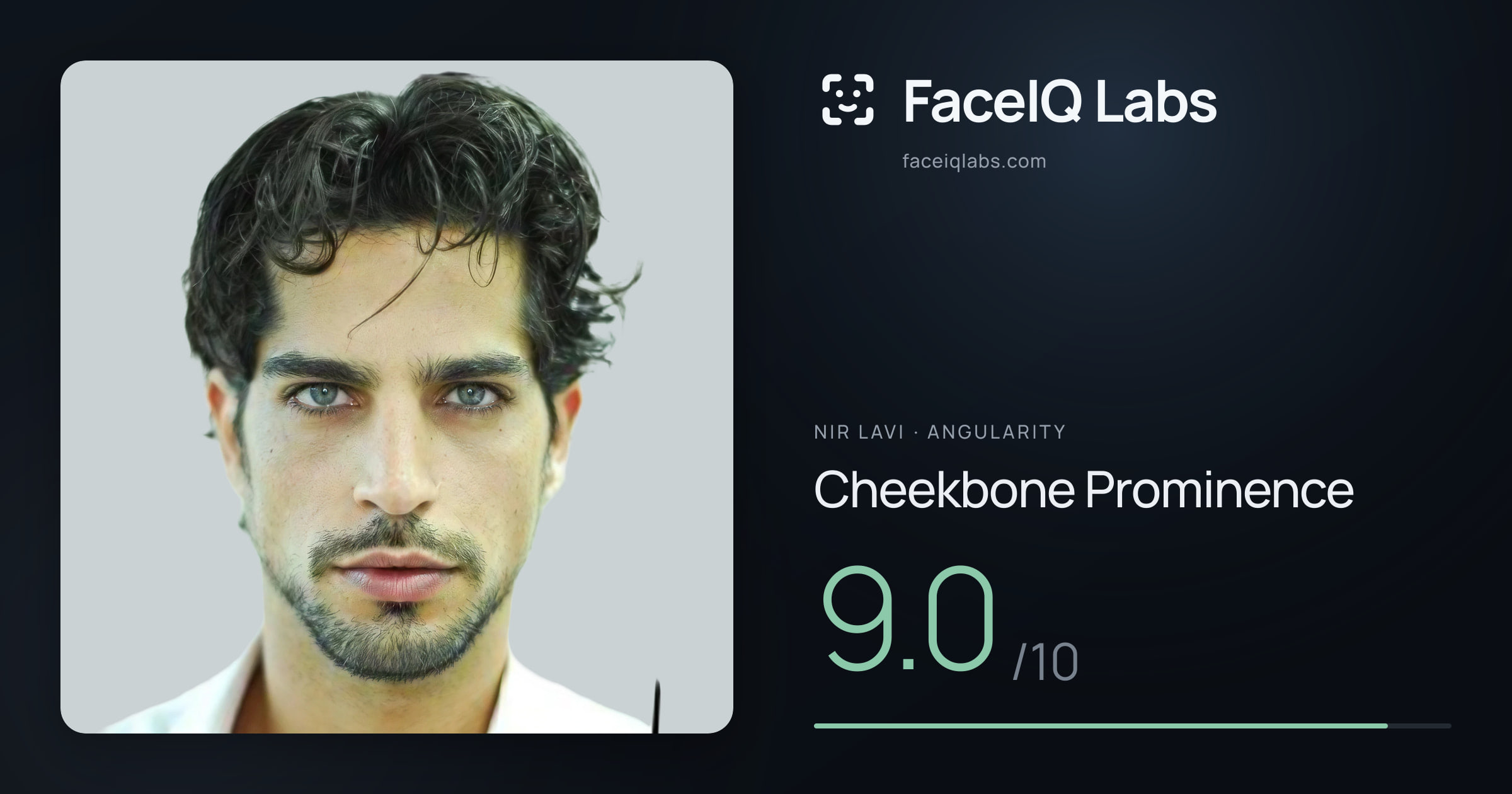 Nir Lavi Cheekbone Prominence: 9.0/10, drawn on the photo