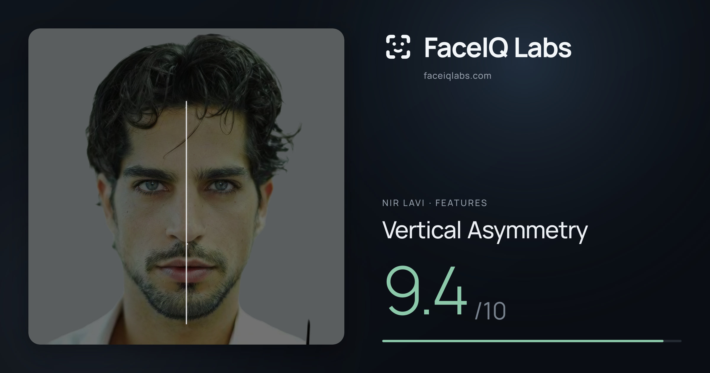 Nir Lavi Vertical Asymmetry: 9.4/10, drawn on the photo