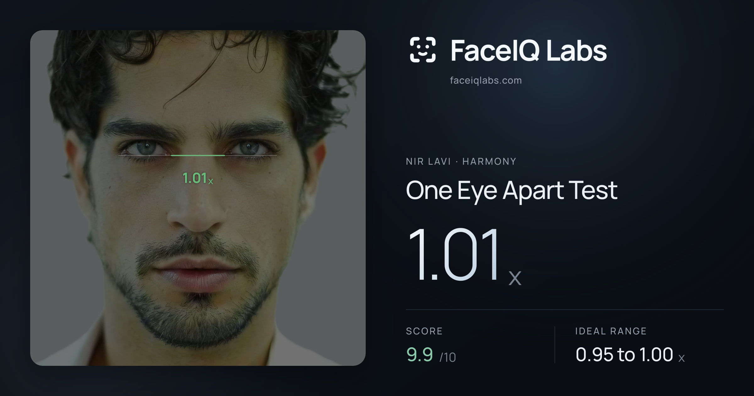 Nir Lavi One Eye Apart Test: 1.01x, drawn on the photo