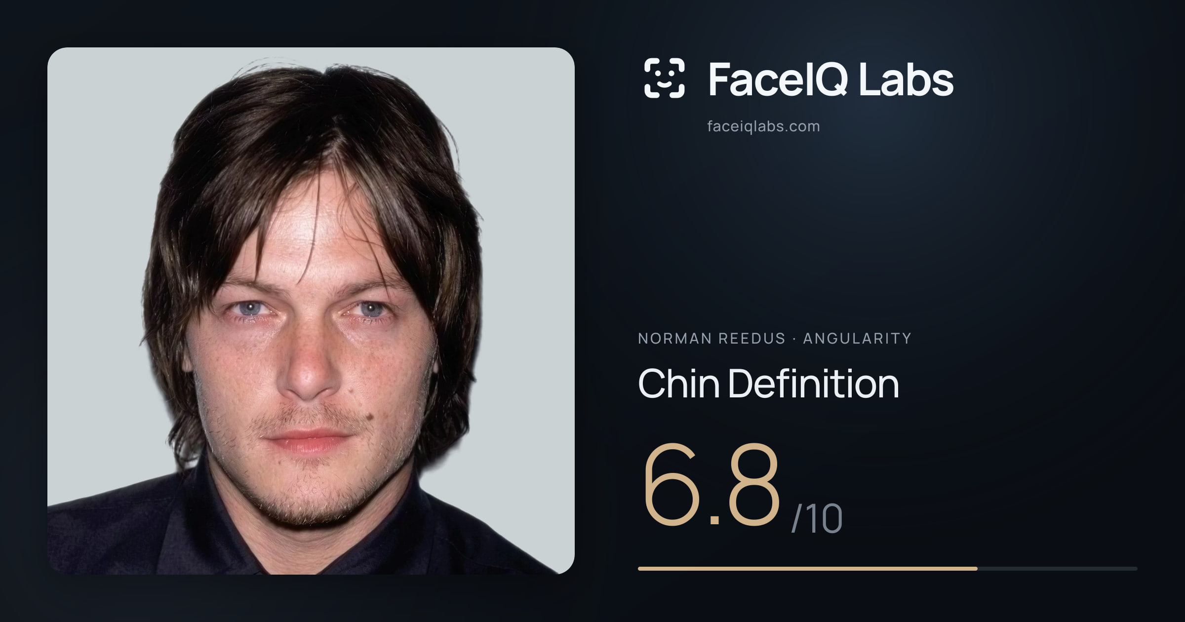 Norman Reedus Chin Definition: 6.8/10, drawn on the photo