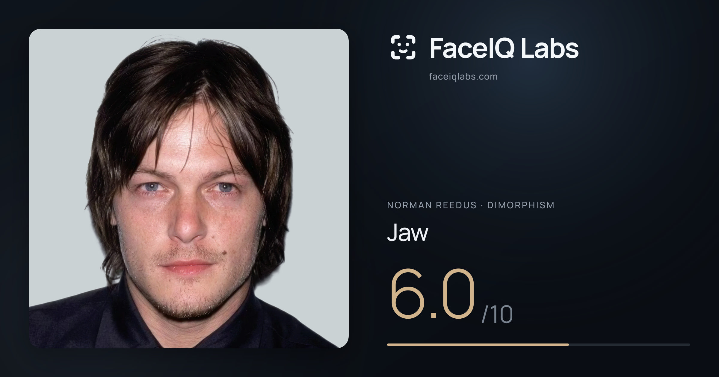 Norman Reedus Jaw: 6.0/10, drawn on the photo