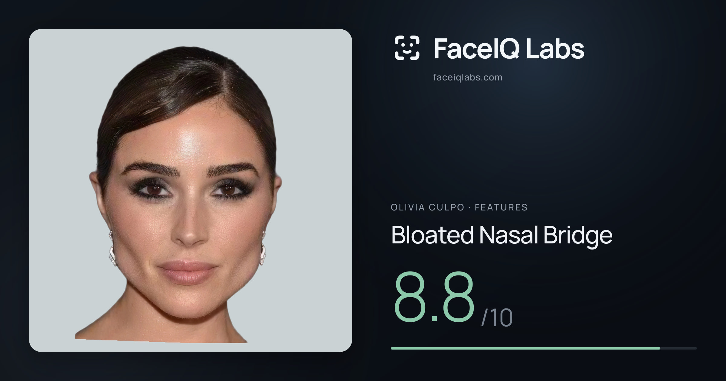 Olivia Culpo Bloated Nasal Bridge: 8.8/10, drawn on the photo