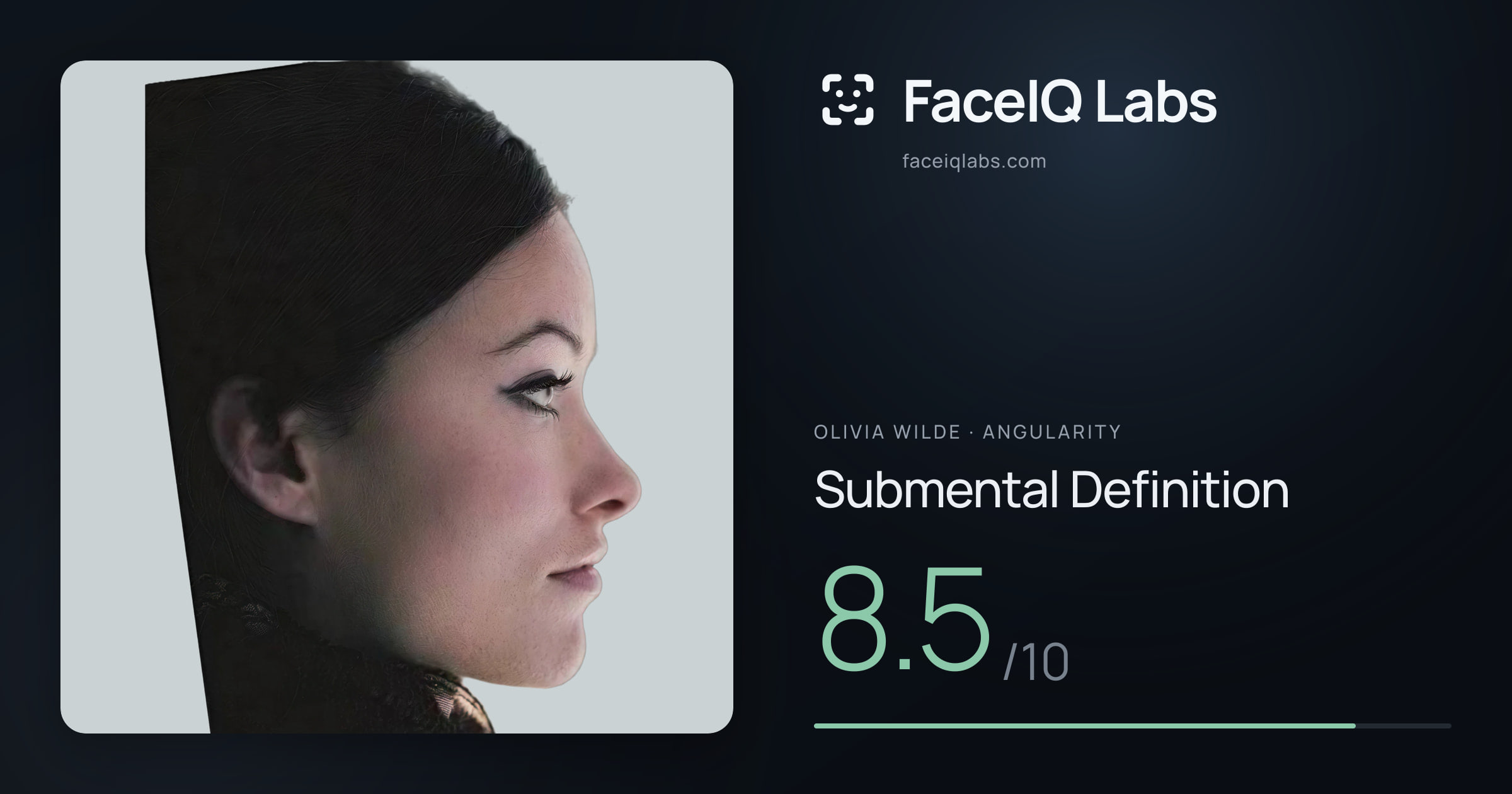 Olivia Wilde Submental Definition: 8.5/10, drawn on the photo