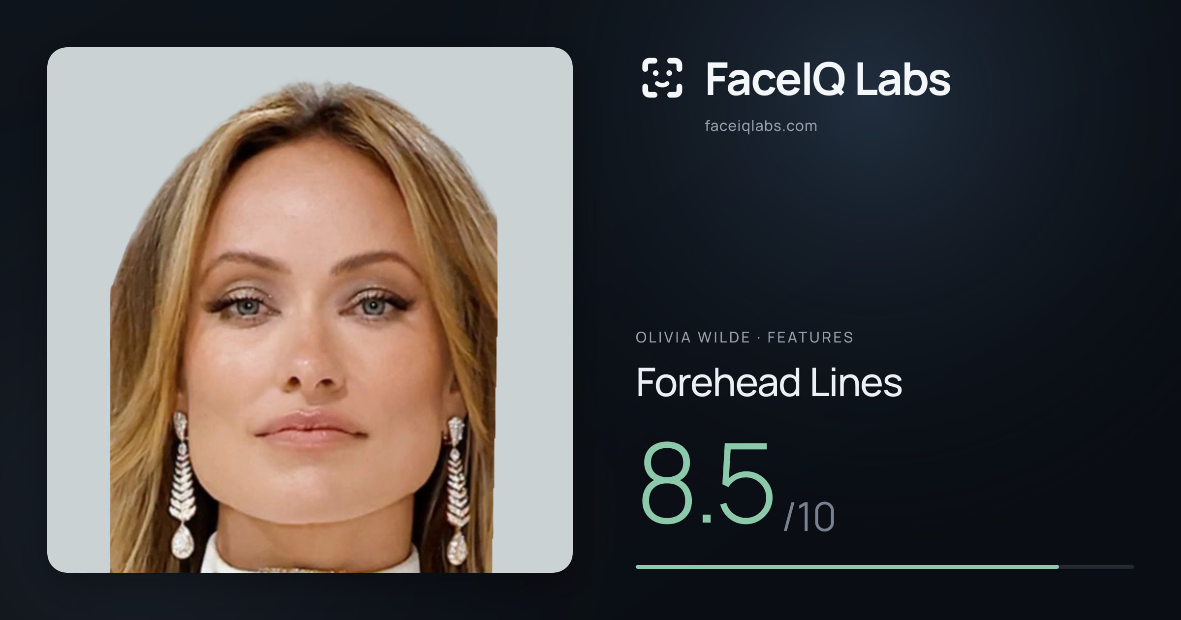 Olivia Wilde Forehead Lines: 8.5/10, drawn on the photo