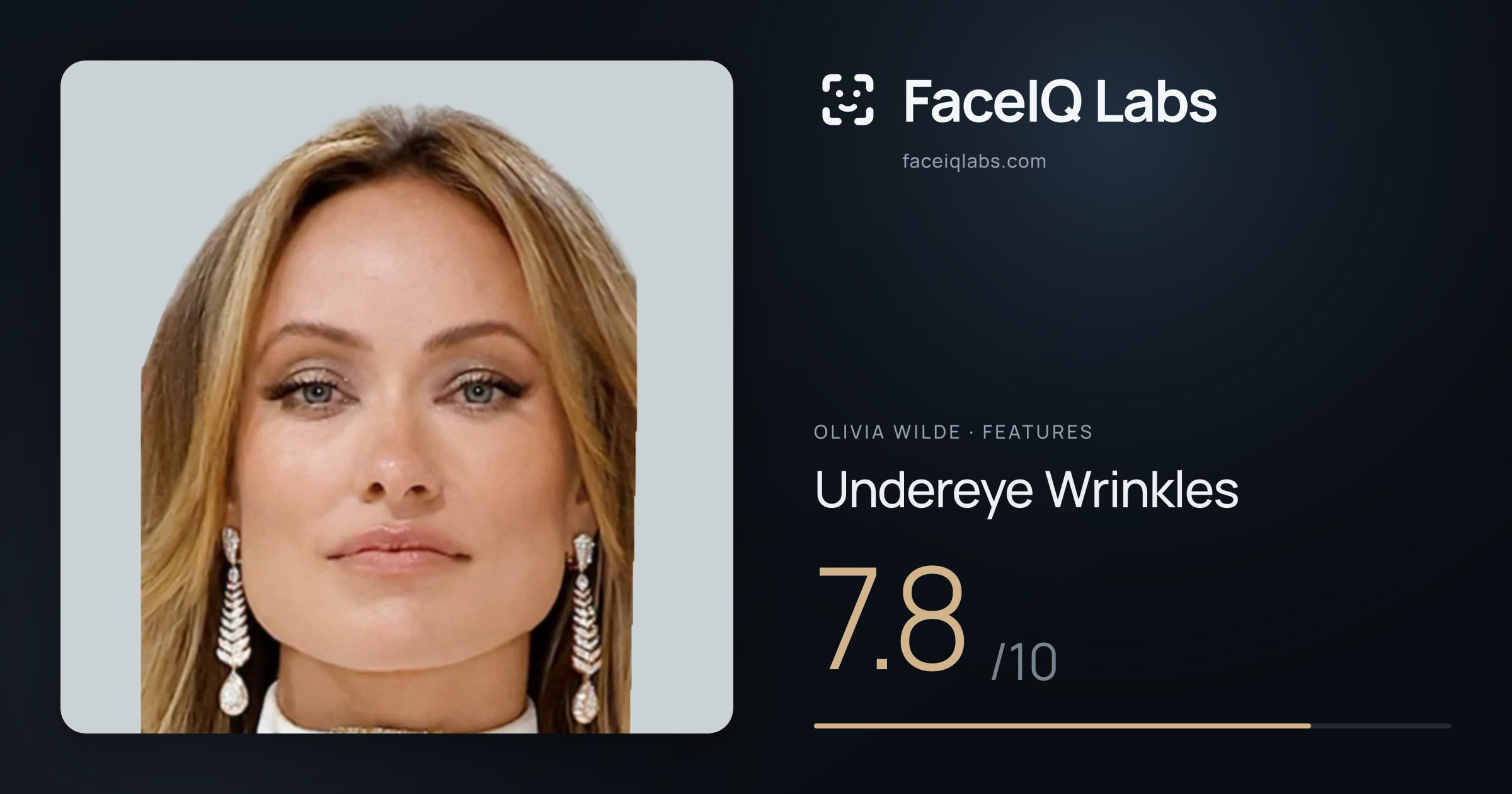 Olivia Wilde Undereye Wrinkles: 7.8/10, drawn on the photo