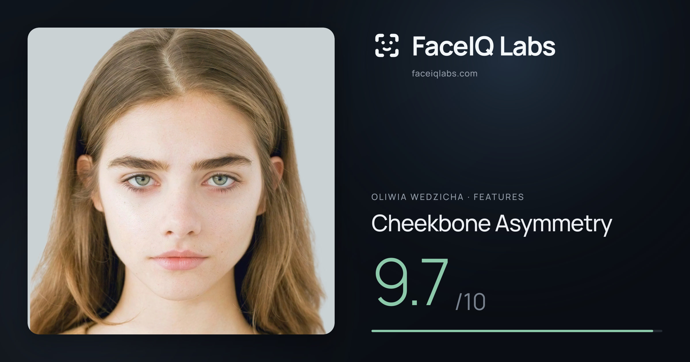 Oliwia Wedzicha Cheekbone Asymmetry: 9.7/10, drawn on the photo