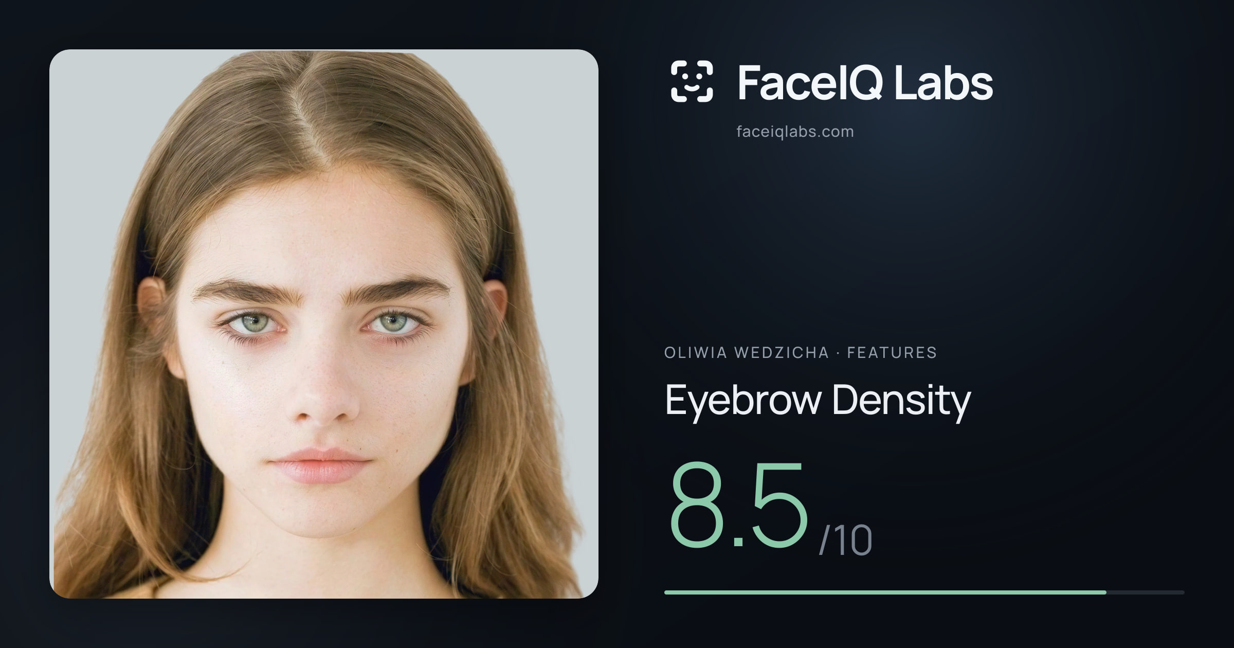 Oliwia Wedzicha Eyebrow Density: 8.5/10, drawn on the photo