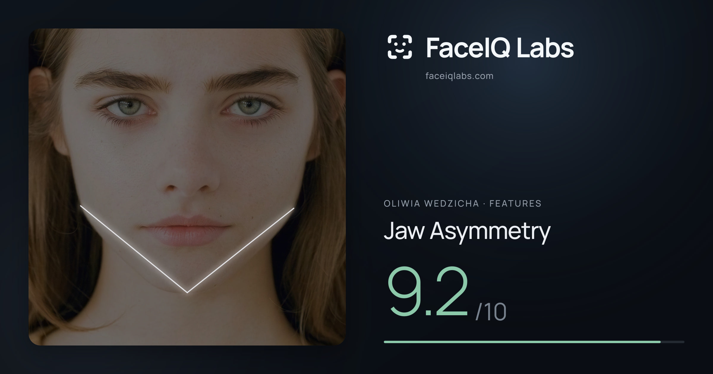 Oliwia Wedzicha Jaw Asymmetry: 9.2/10, drawn on the photo