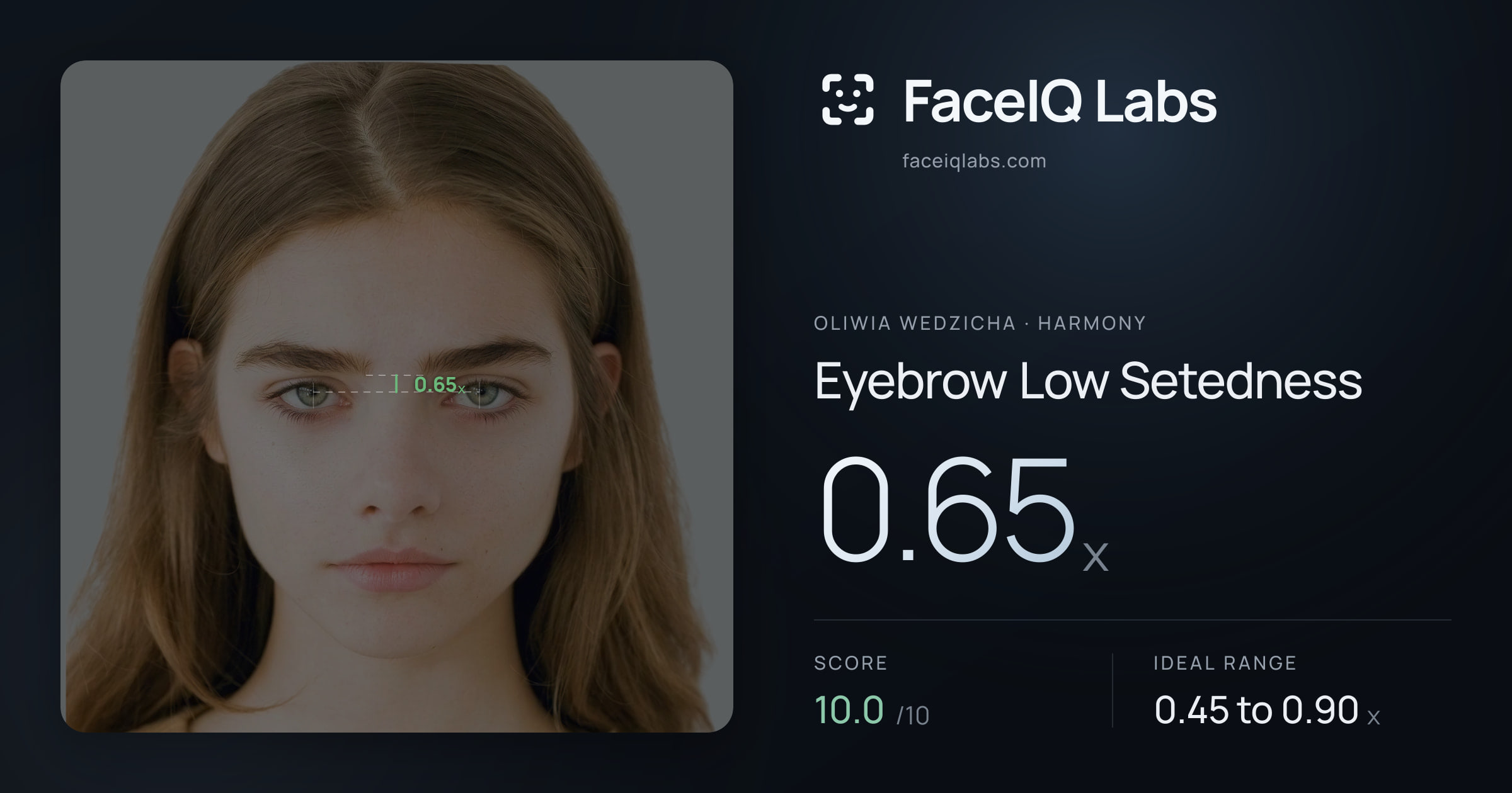 Oliwia Wedzicha Eyebrow Low Setedness: 0.65x, drawn on the photo