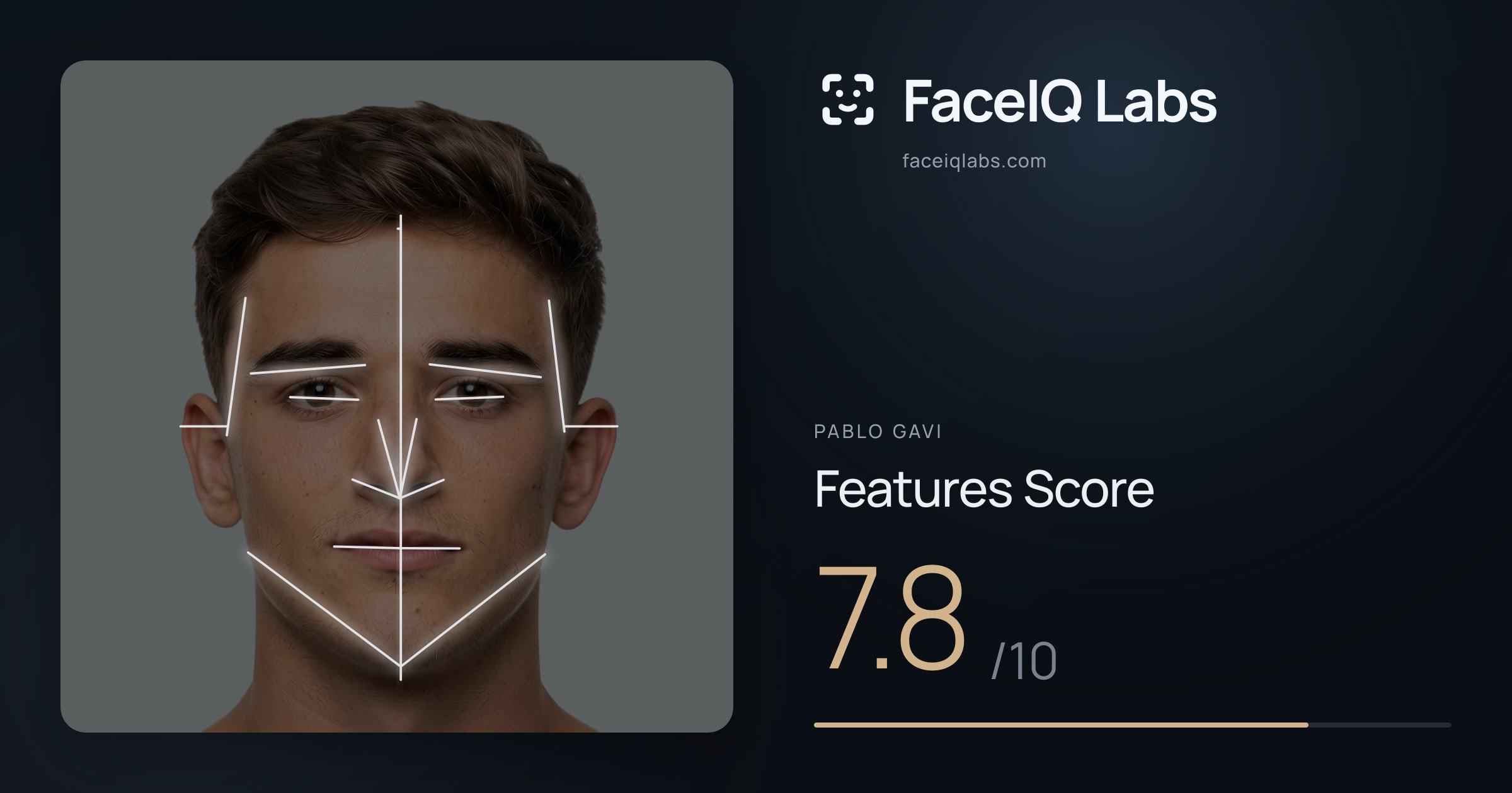 Pablo Gavi Features: 7.8/10, with each assessment drawn on the photo