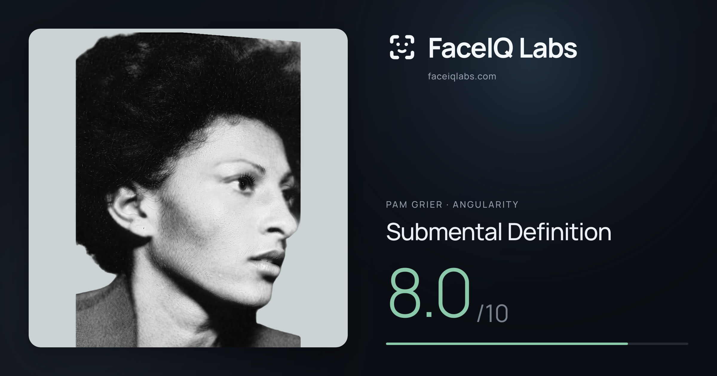 Pam Grier Submental Definition: 8.0/10, drawn on the photo