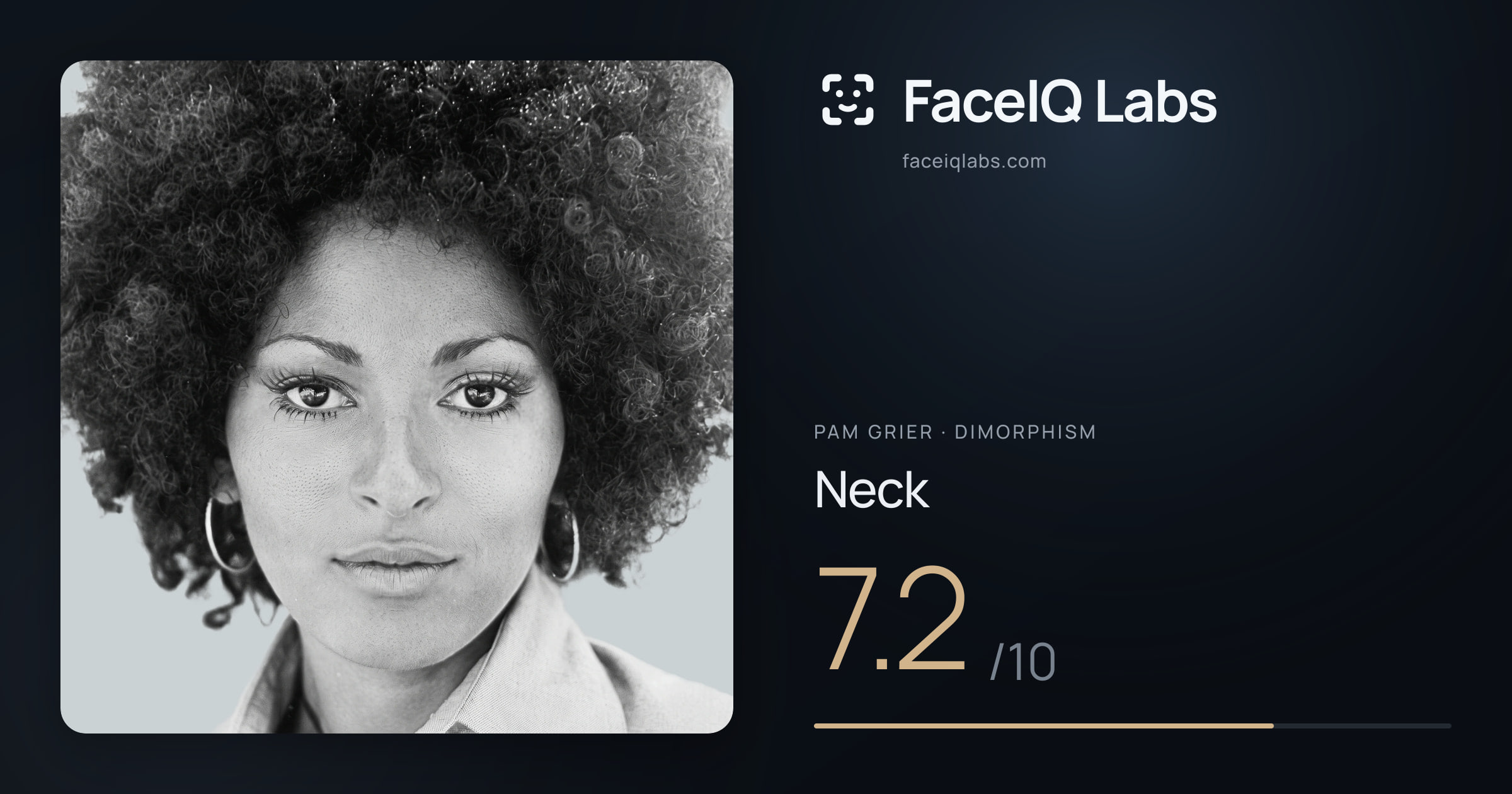 Pam Grier Neck: 7.2/10, drawn on the photo