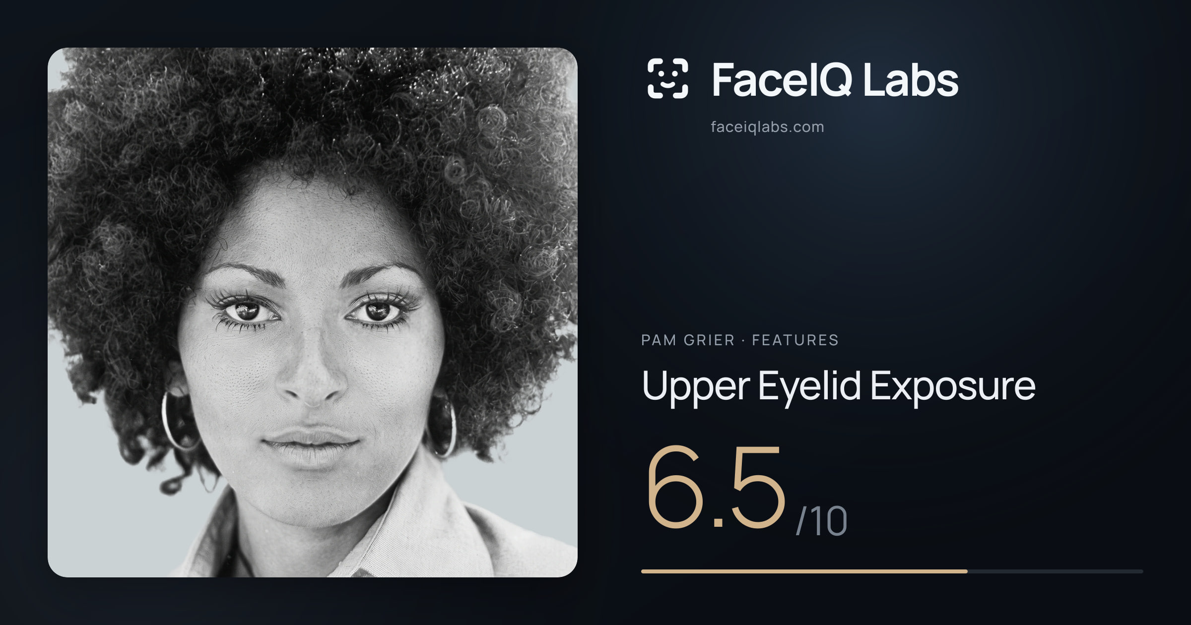 Pam Grier Upper Eyelid Exposure: 6.5/10, drawn on the photo