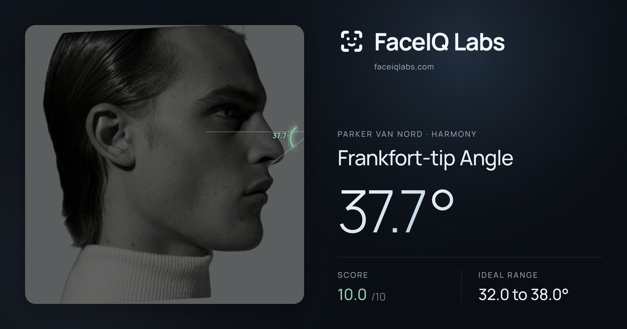 Parker Van Nord Frankfort-tip Angle: 37.7°, drawn on the photo