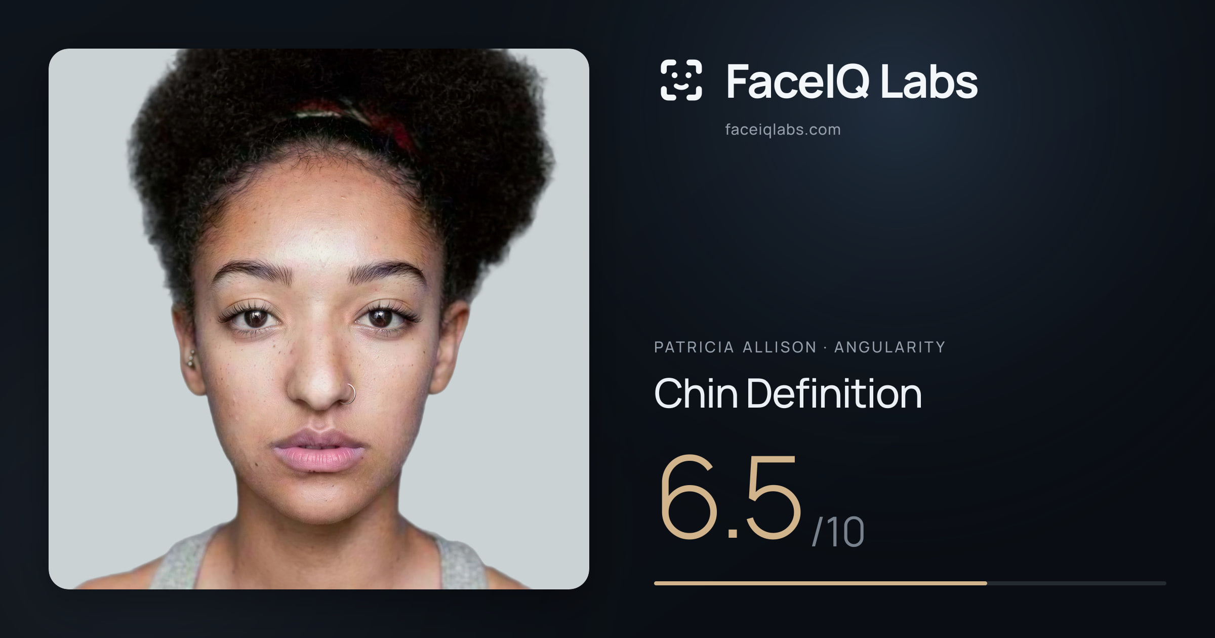 Patricia Allison Chin Definition: 6.5/10, drawn on the photo
