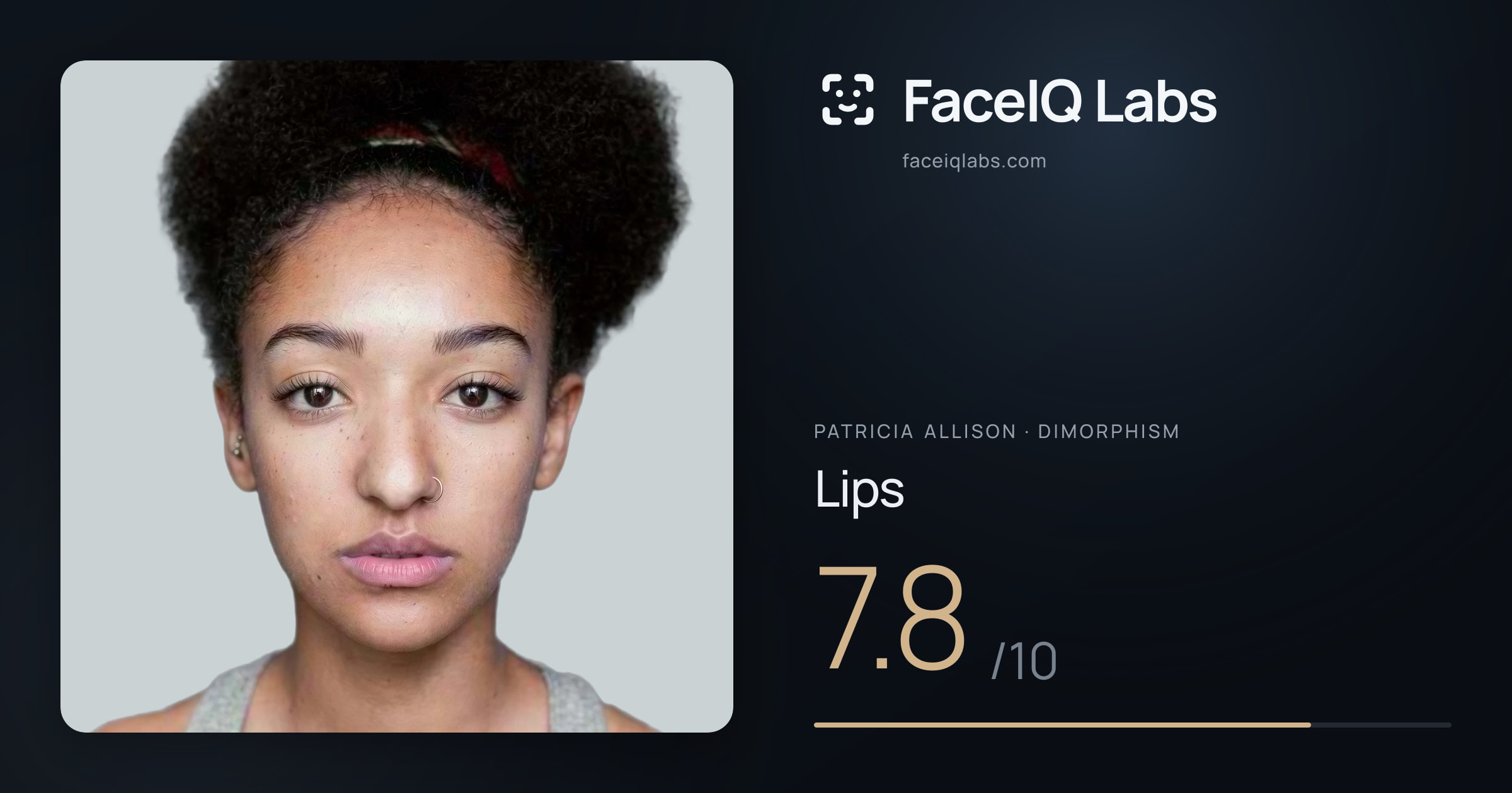 Patricia Allison Lips: 7.8/10, drawn on the photo