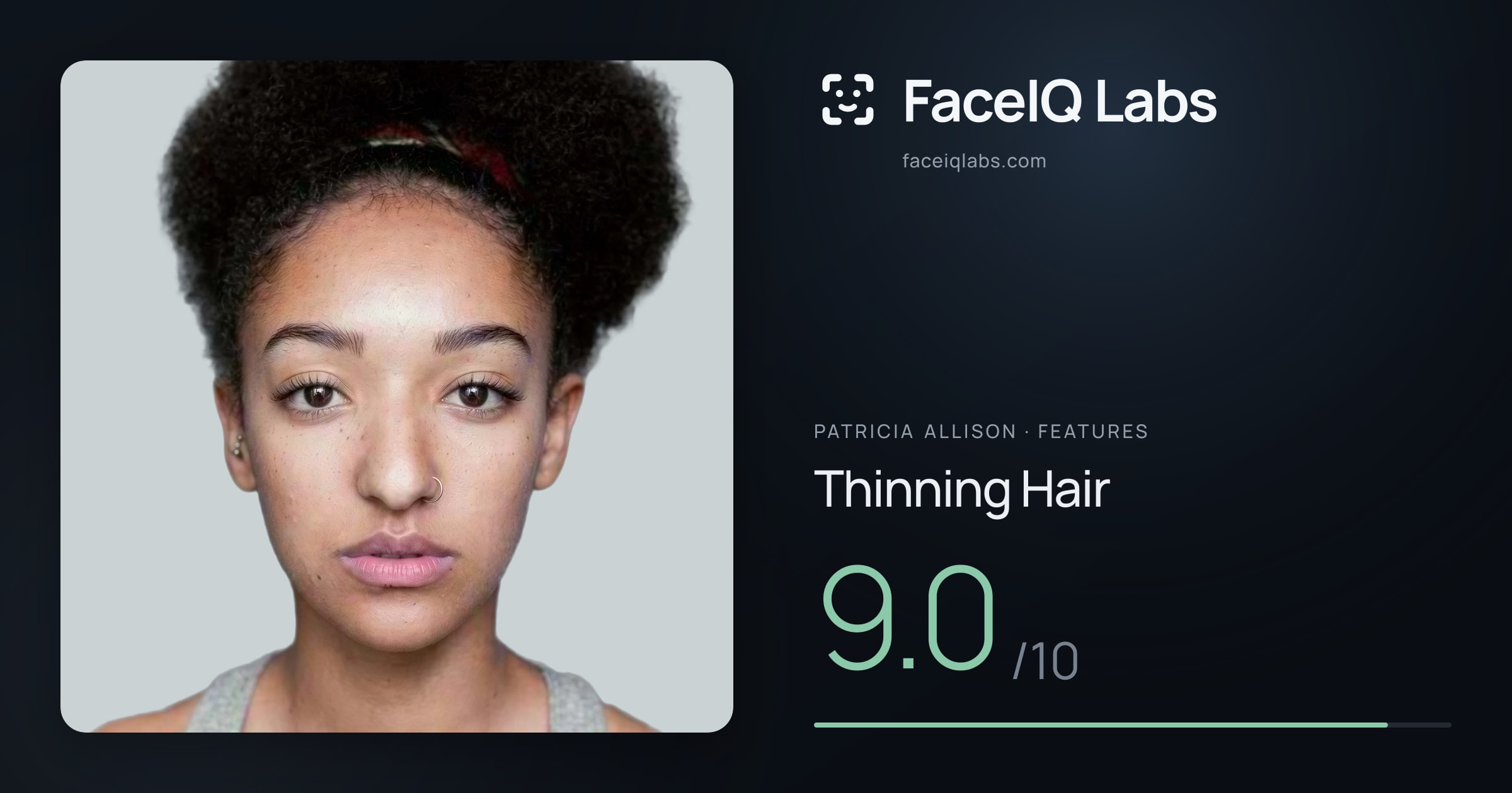 Patricia Allison Thinning Hair: 9.0/10, drawn on the photo