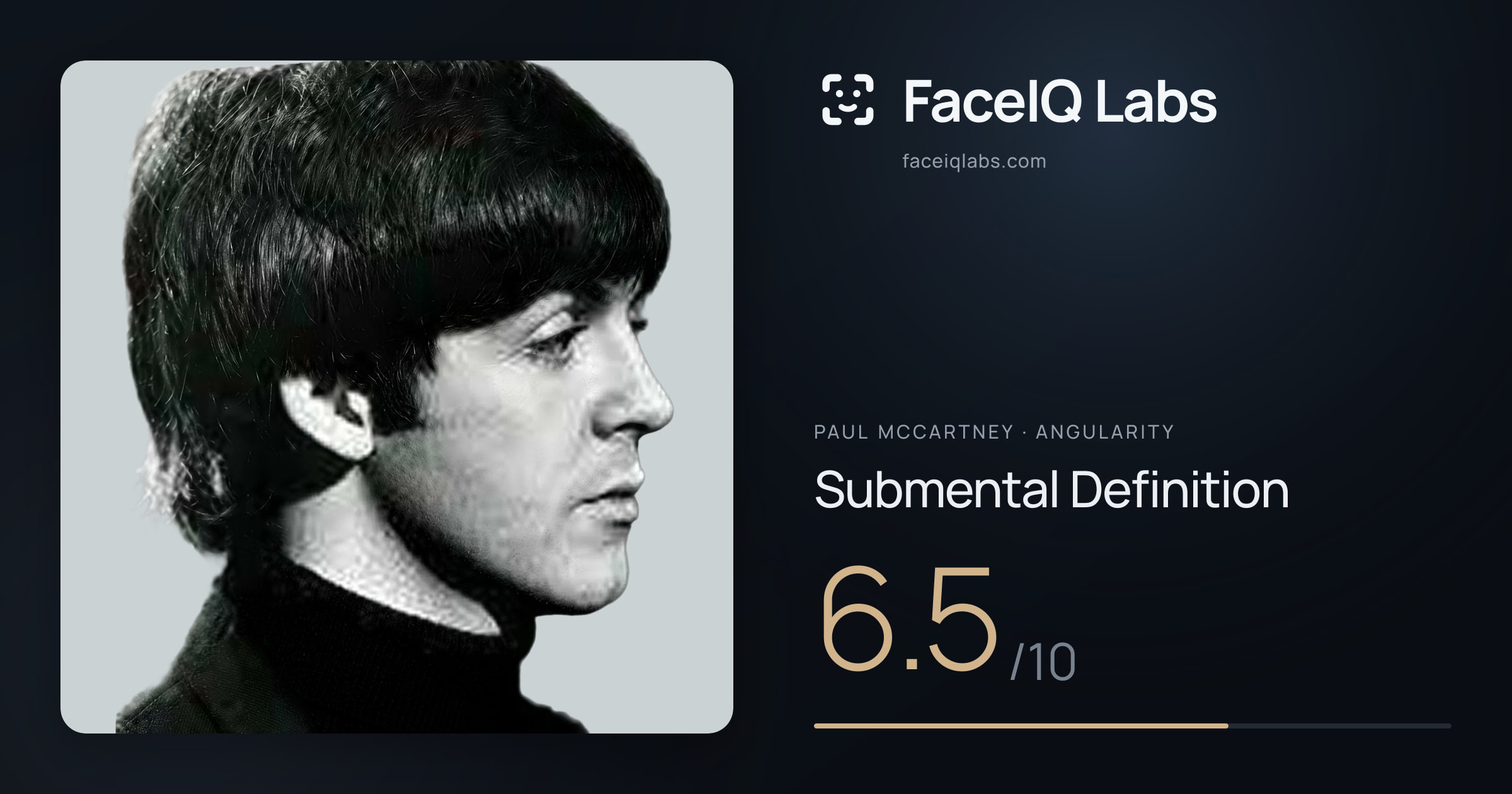 Paul McCartney Submental Definition: 6.5/10, drawn on the photo