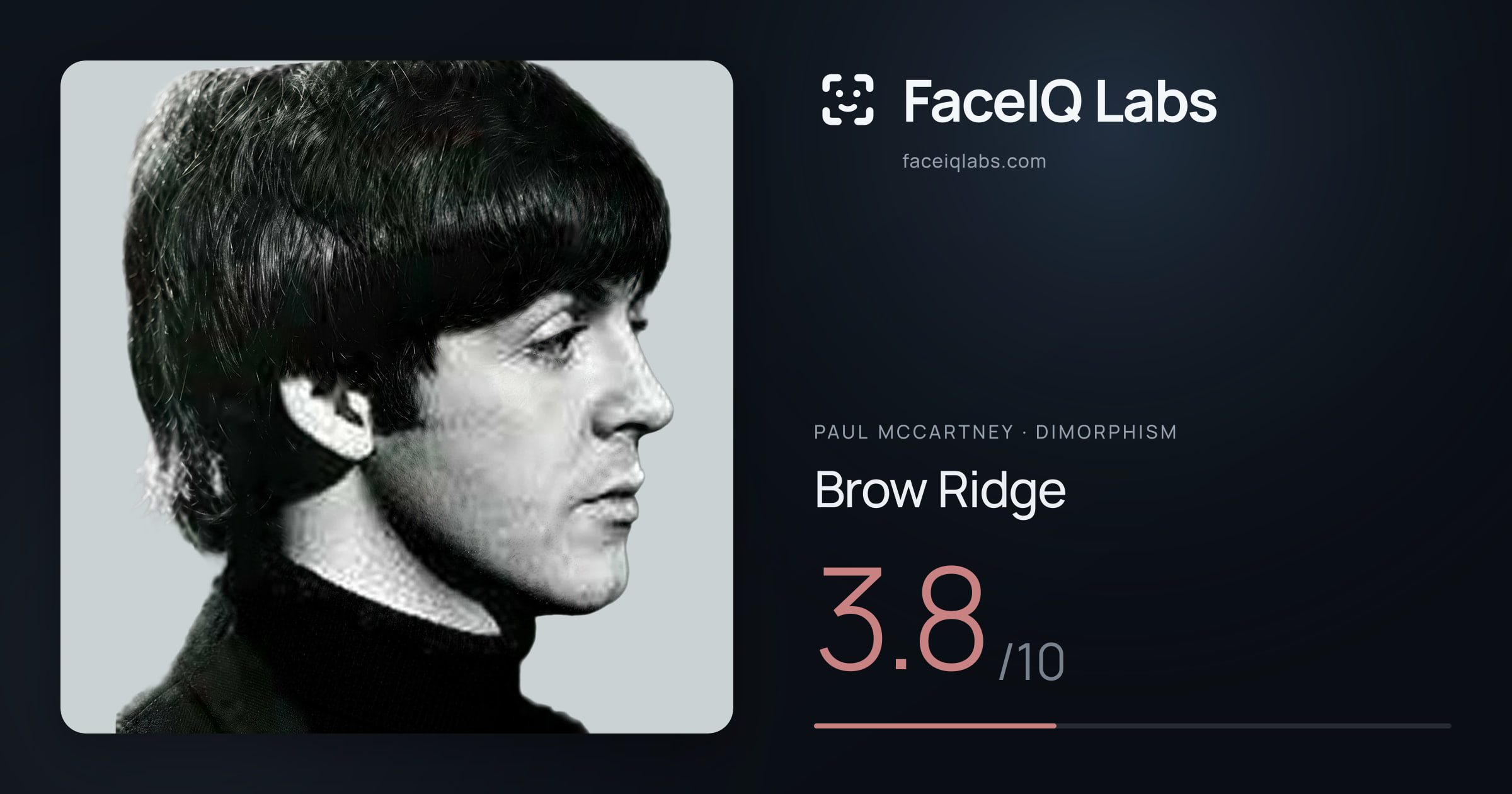 Paul McCartney Brow Ridge: 3.8/10, drawn on the photo