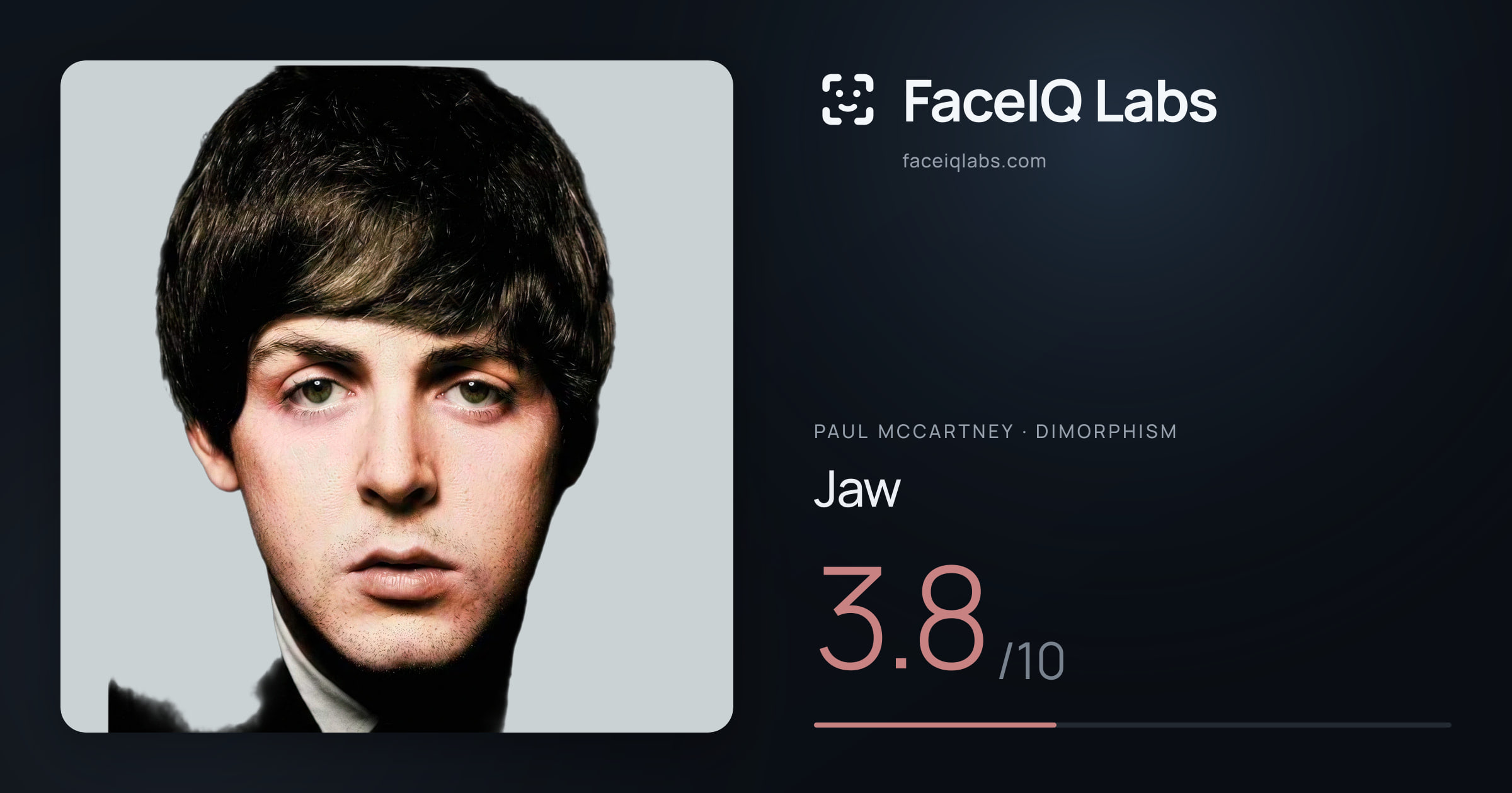 Paul McCartney Jaw: 3.8/10, drawn on the photo