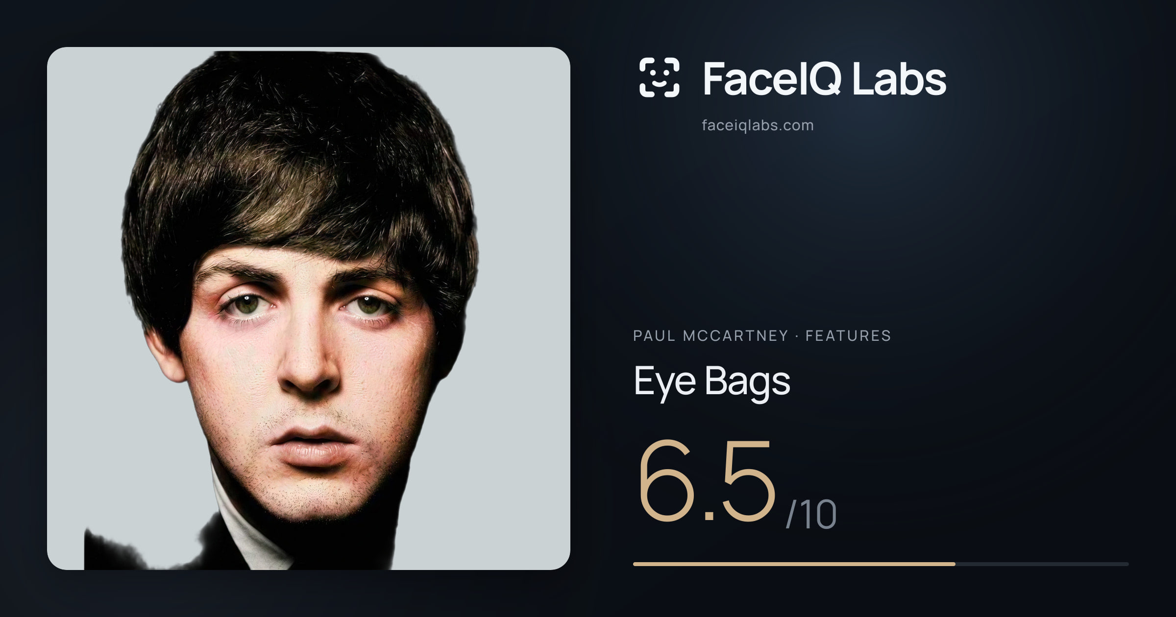 Paul McCartney Eye Bags: 6.5/10, drawn on the photo