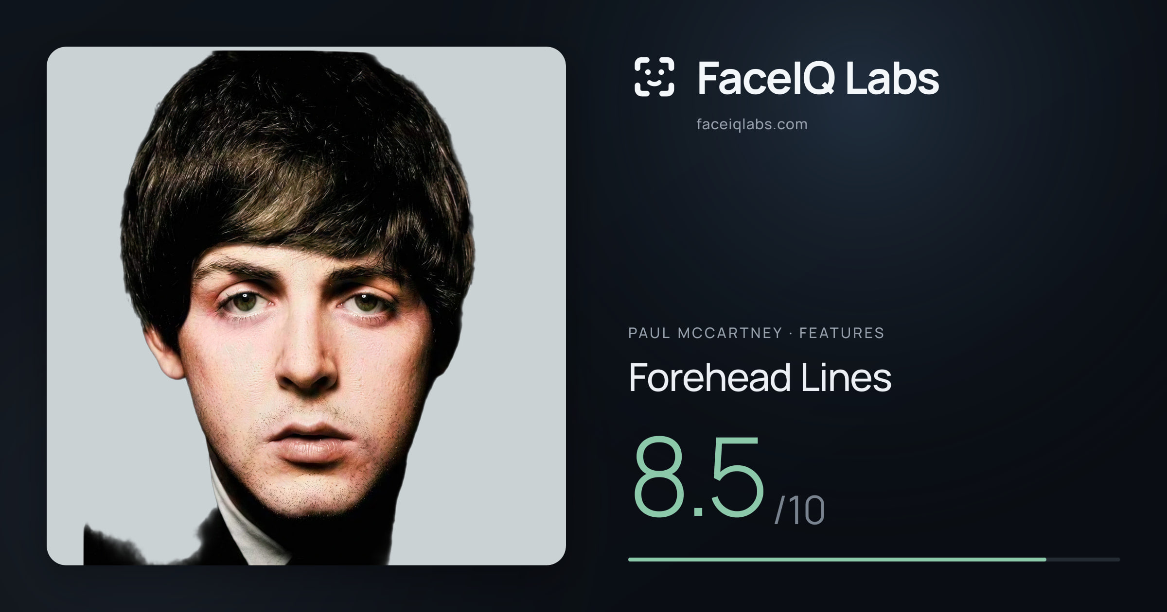 Paul McCartney Forehead Lines: 8.5/10, drawn on the photo