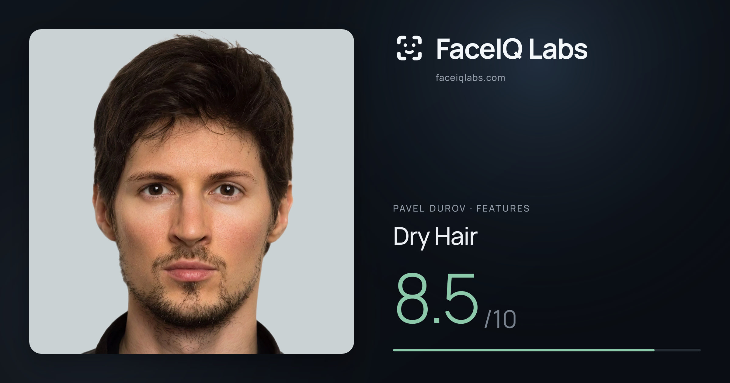 Pavel Durov Dry Hair: 8.5/10, drawn on the photo