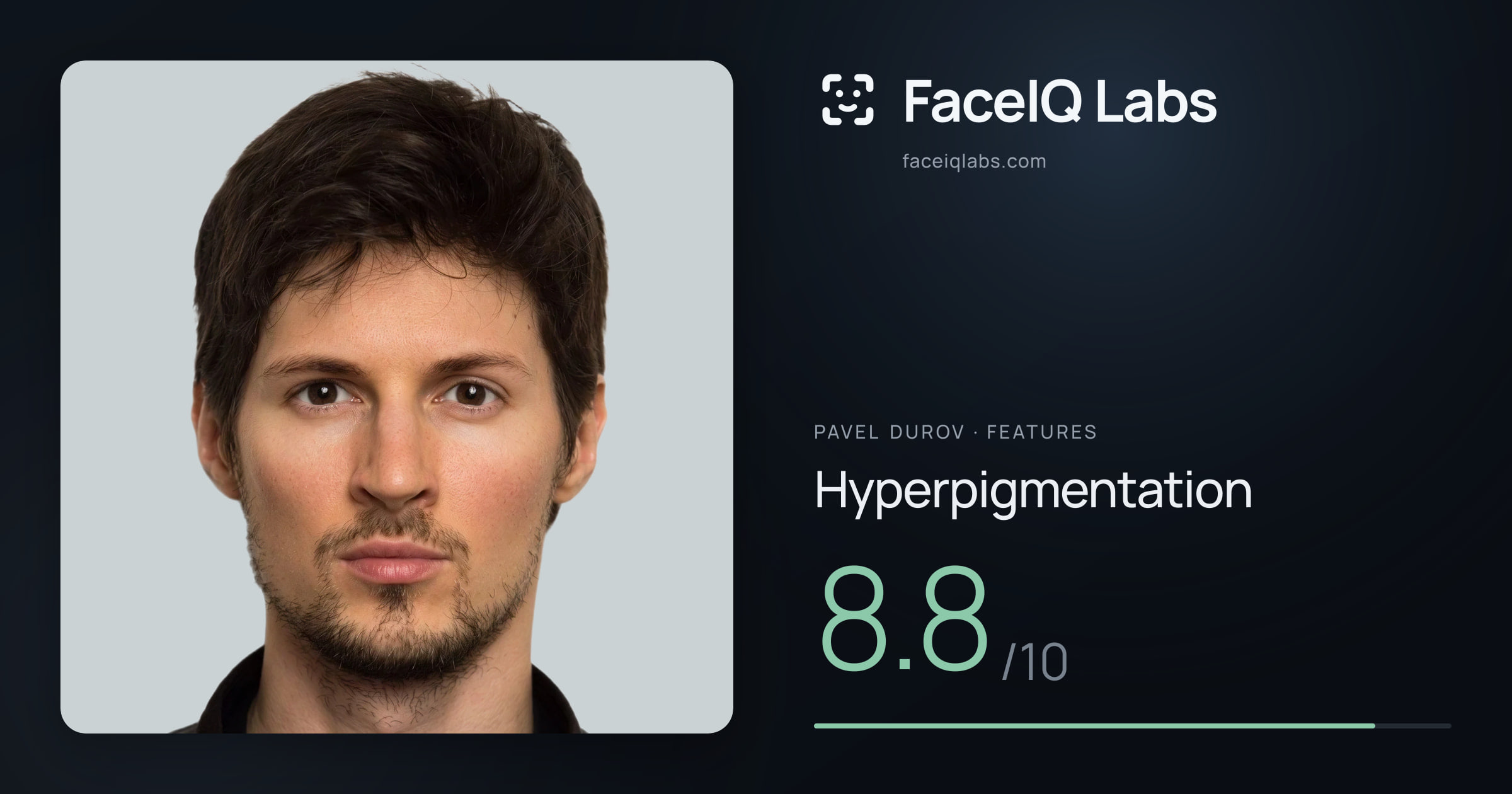Pavel Durov Hyperpigmentation: 8.8/10, drawn on the photo