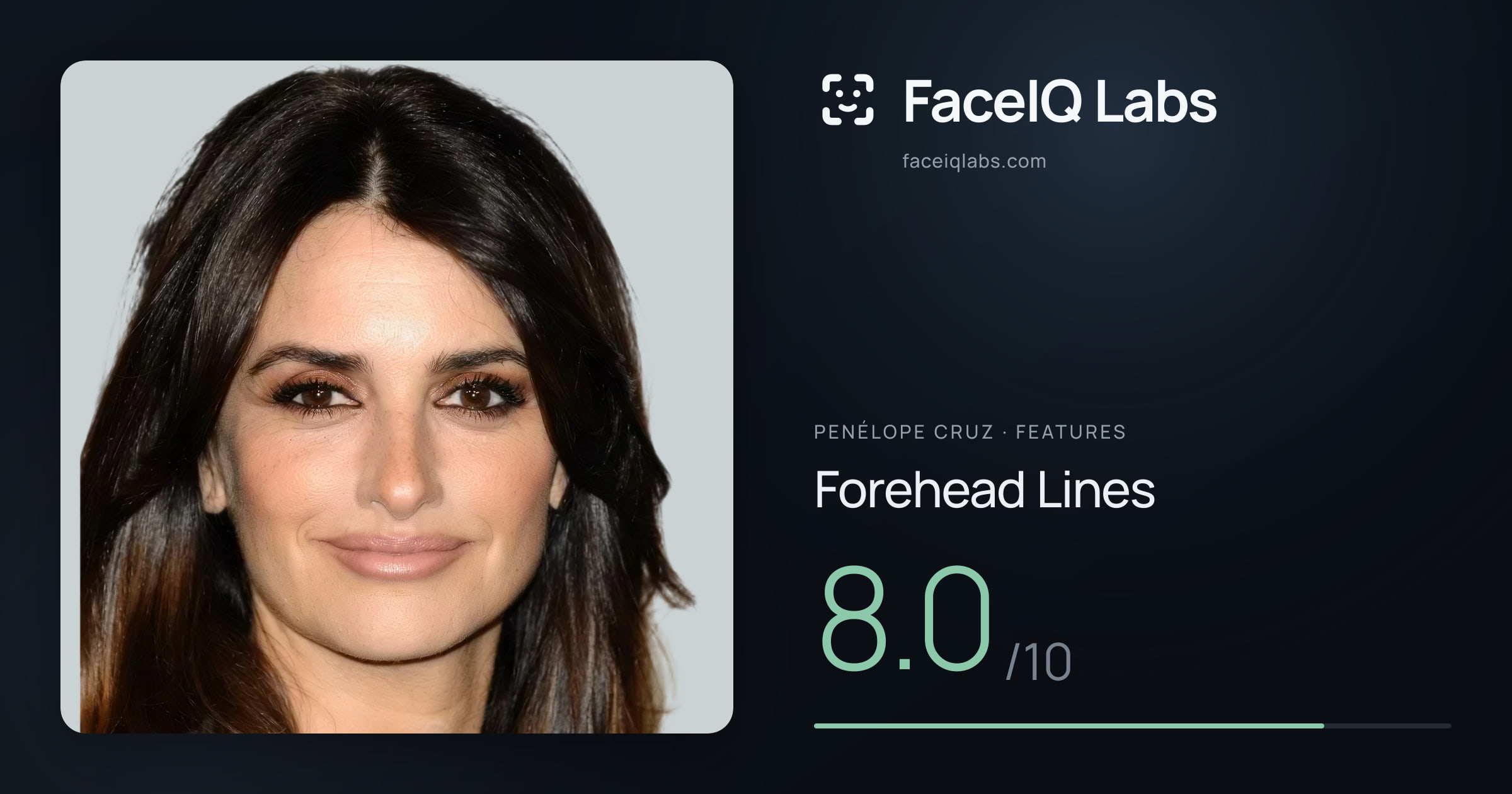 penélope cruz Forehead Lines: 8.0/10, drawn on the photo