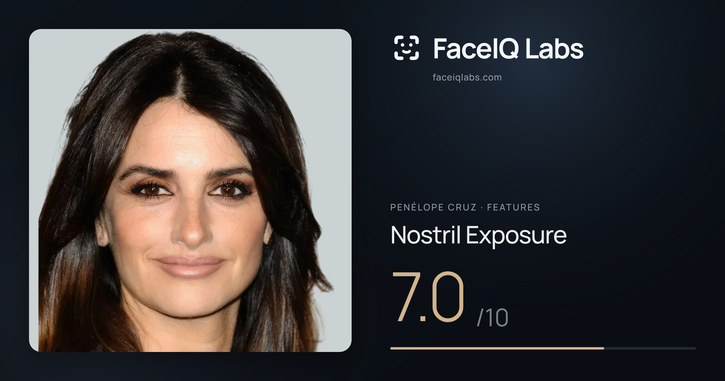 penélope cruz Nostril Exposure: 7.0/10, drawn on the photo