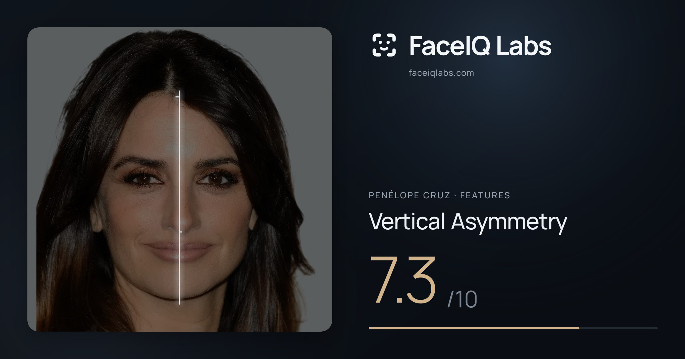 penélope cruz Vertical Asymmetry: 7.3/10, drawn on the photo