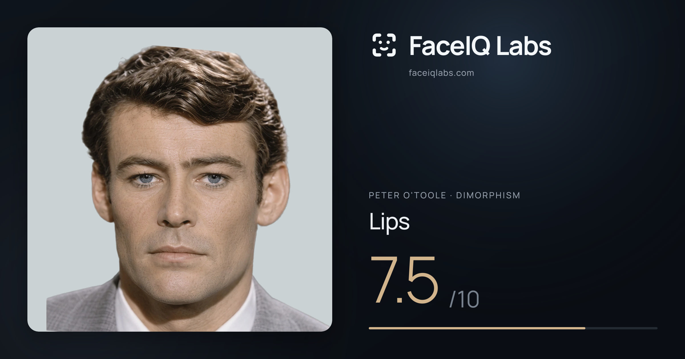 Peter O'Toole Lips: 7.5/10, drawn on the photo