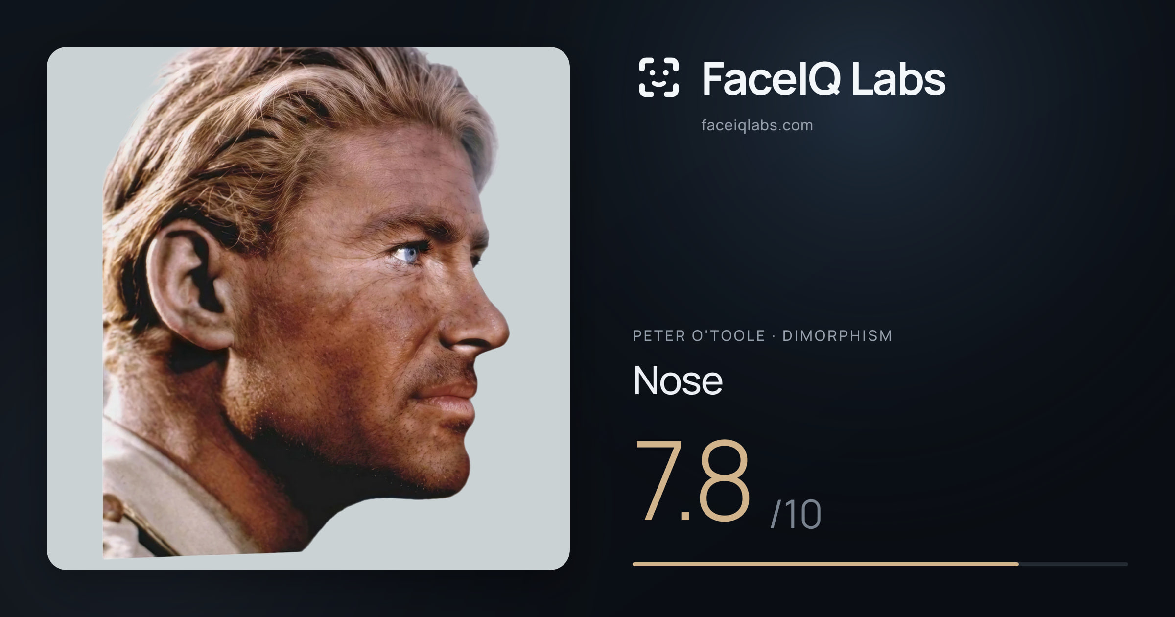 Peter O'Toole Nose: 7.8/10, drawn on the photo